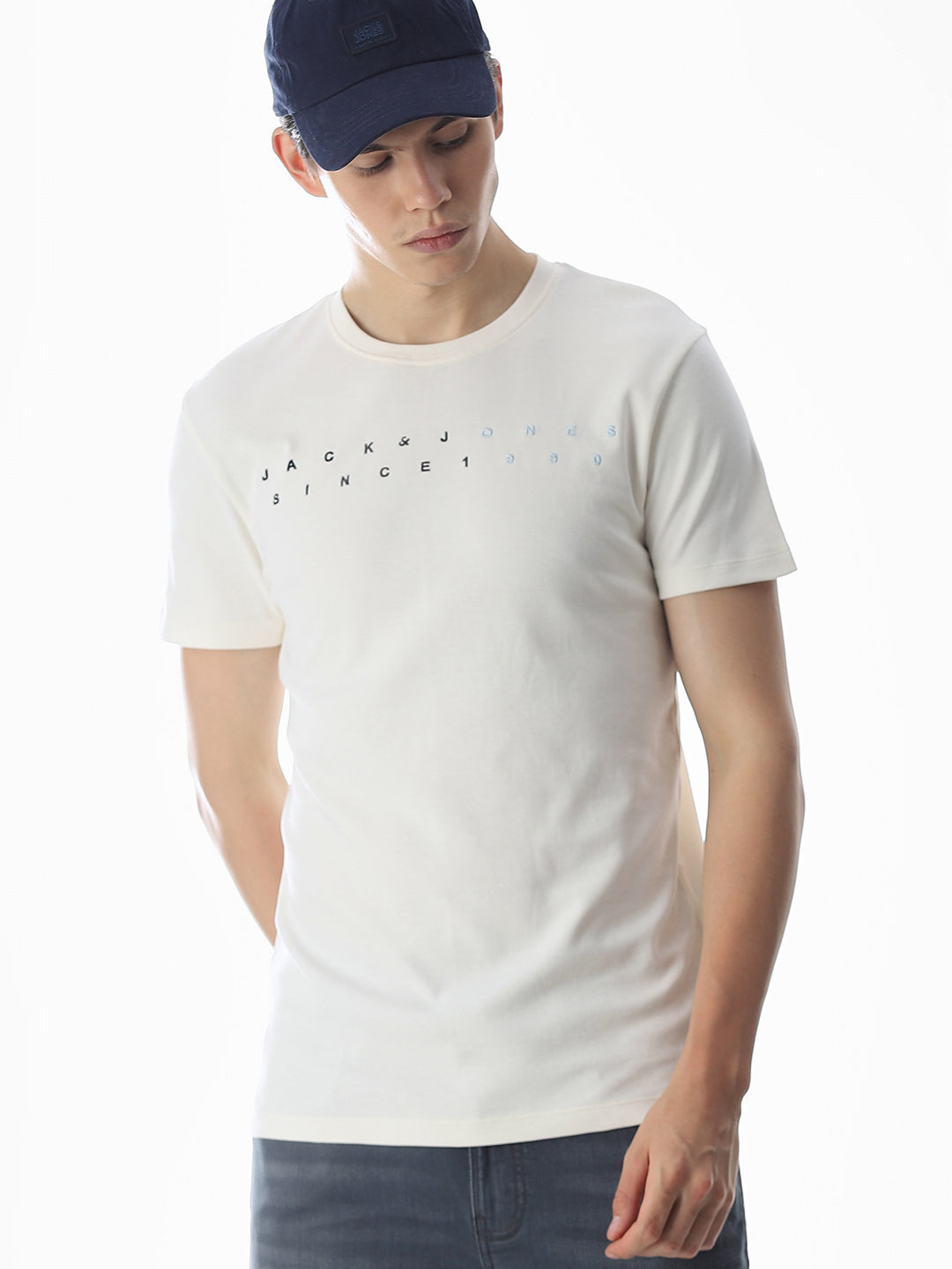 Embroidered Print T-Shirt - White - S