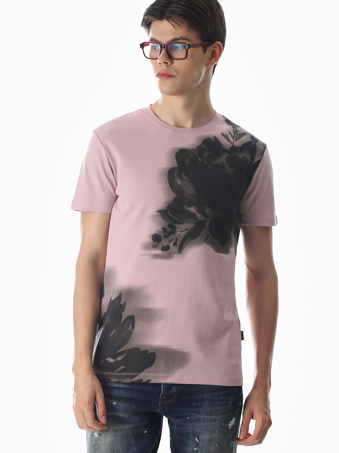 Printed Slim Fit T-shirt - Purple - S