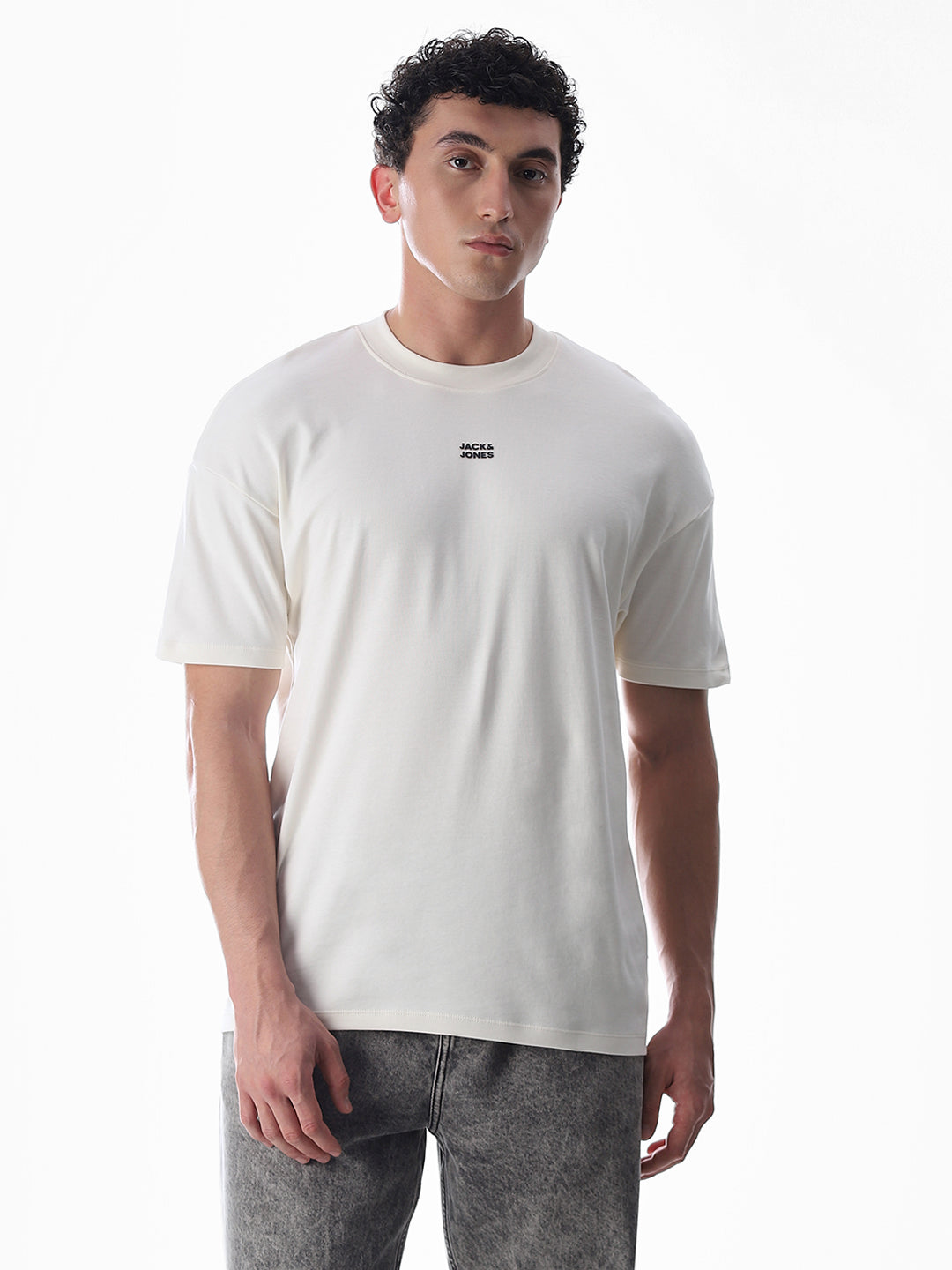 Oversized Knitted Printed T-shirt - White