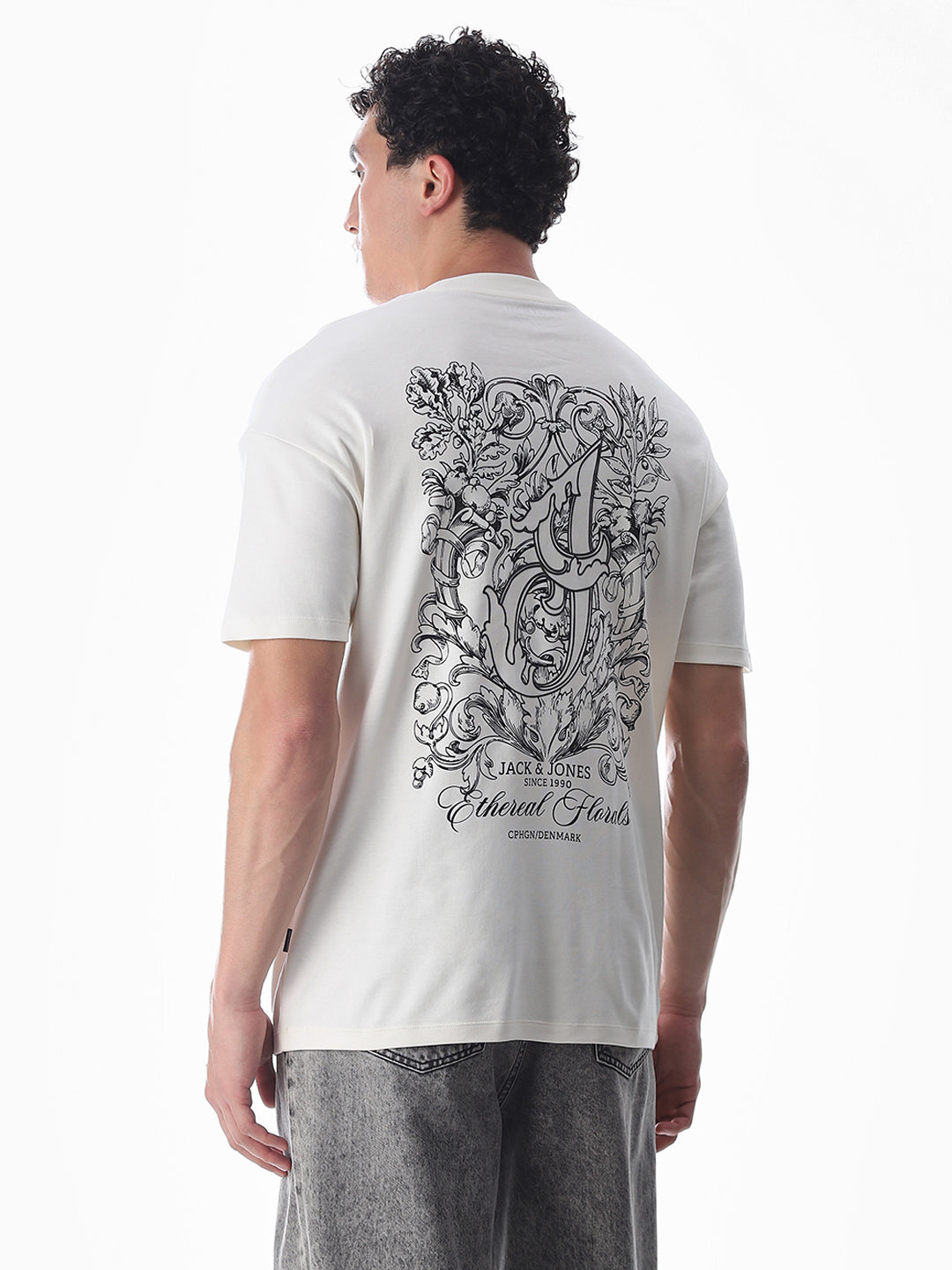 Oversized Knitted Printed T-shirt - White