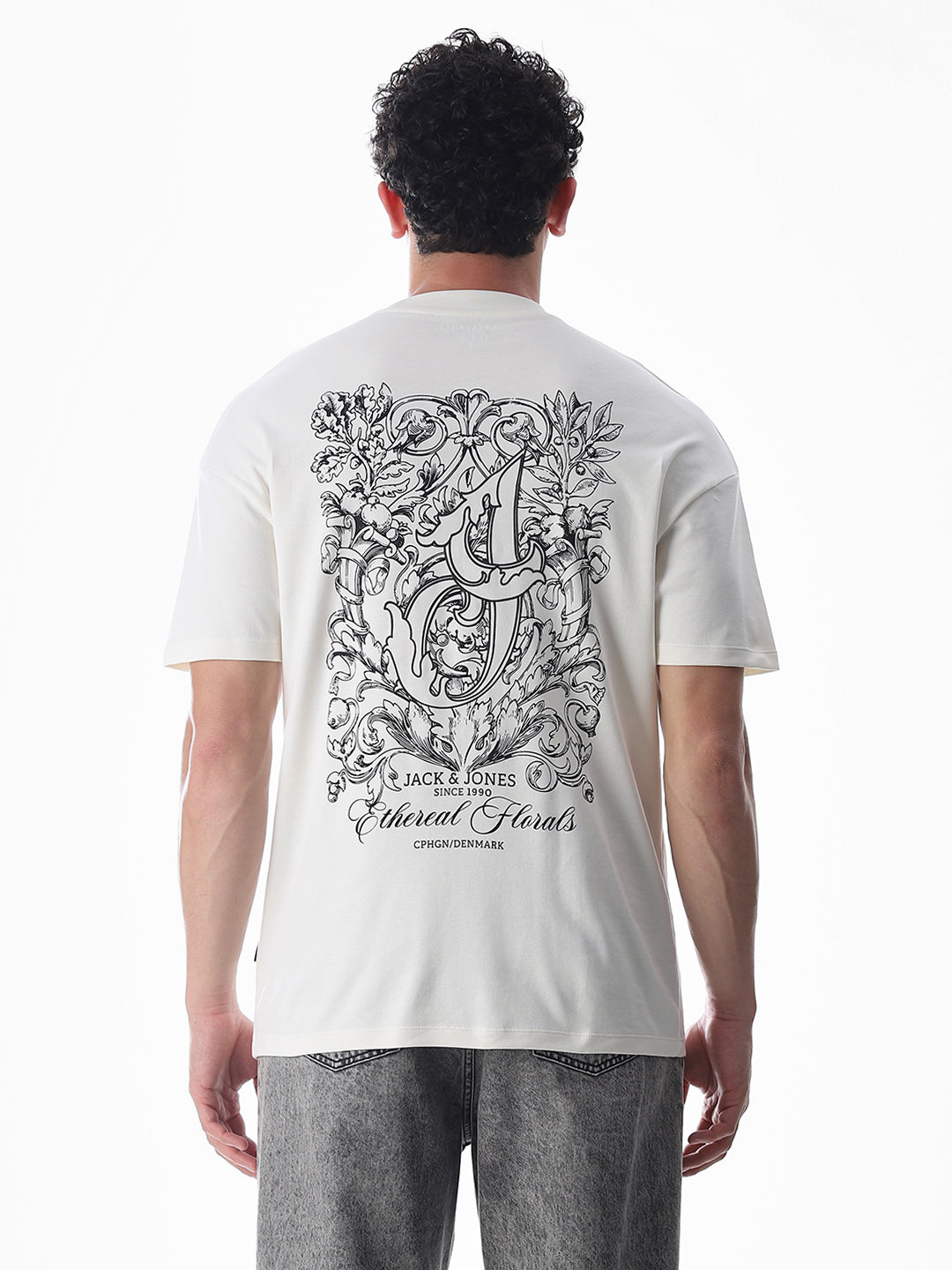 Oversized Knitted Printed T-shirt - White