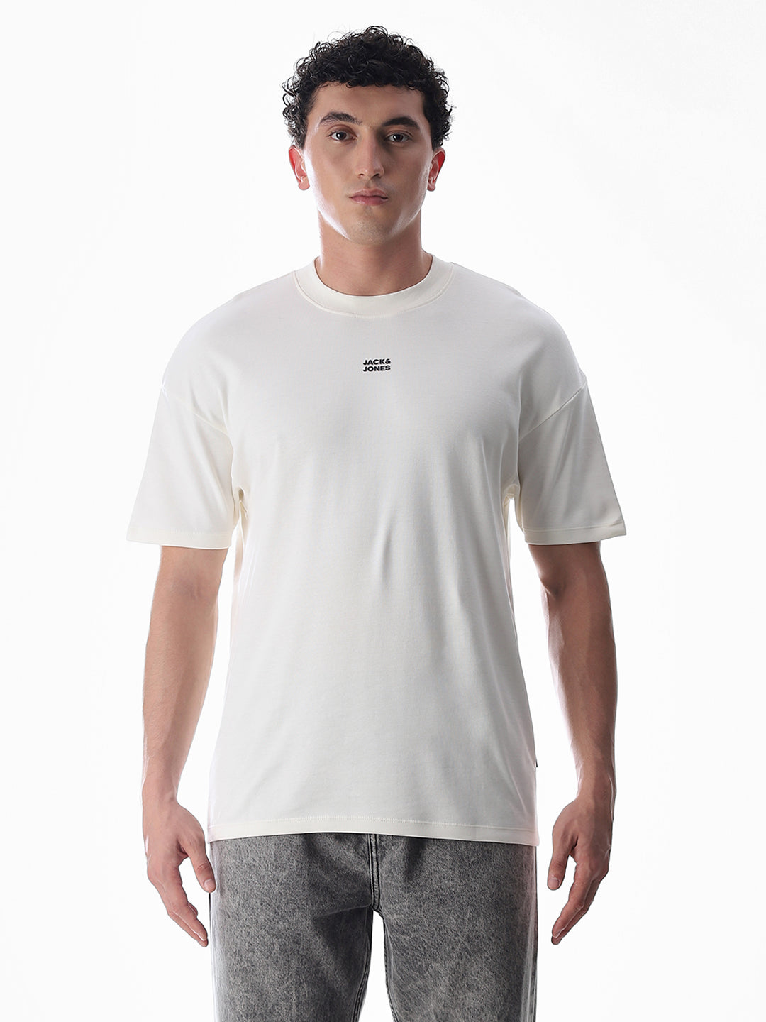 Oversized Knitted Printed T-shirt - White