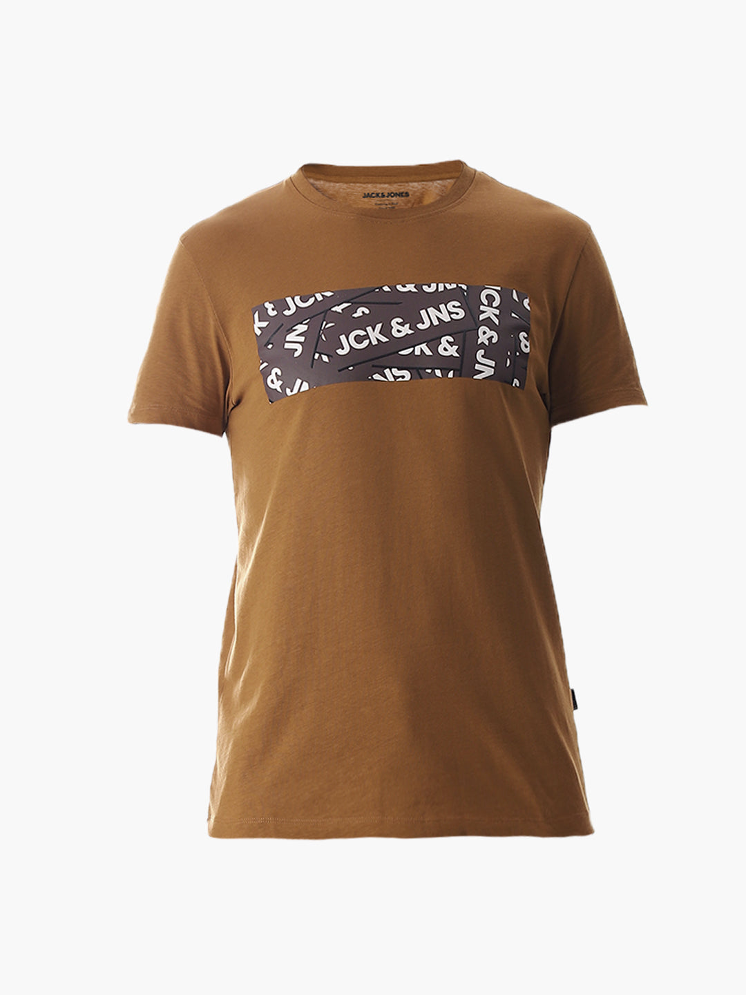 Chest Print Slim Fit T-shirt - Brown