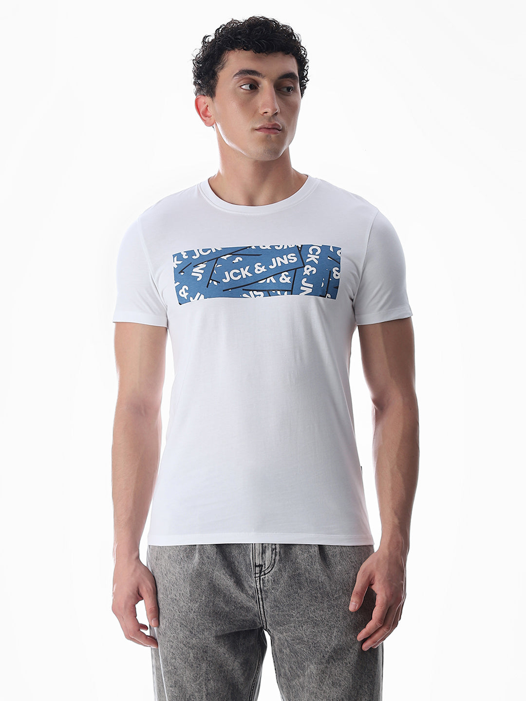 Chest Print Slim Fit T-shirt - White