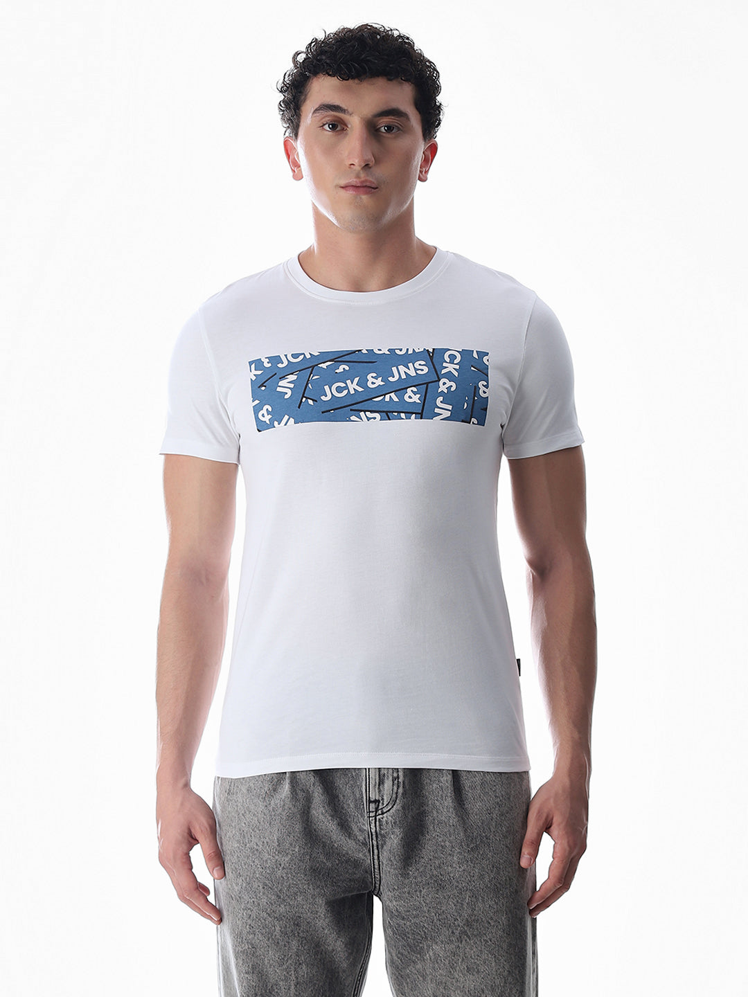 Chest Print Slim Fit T-shirt - White