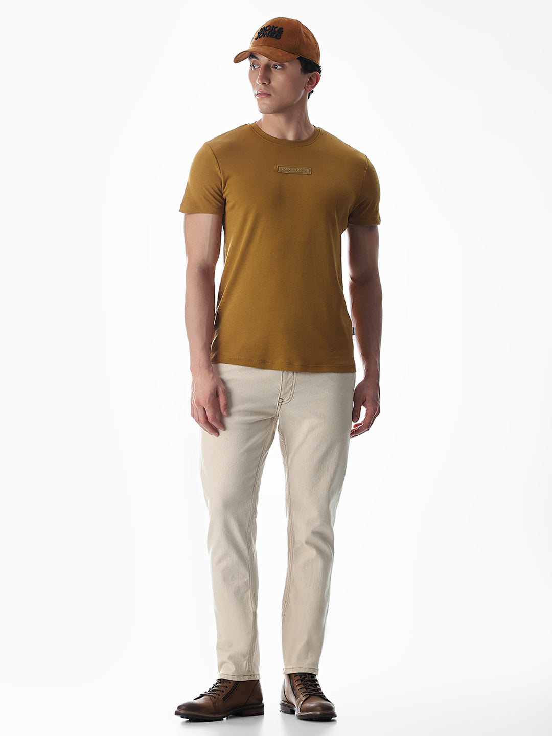 Slim Fit Crew Neck T-shirt - Golden Brown