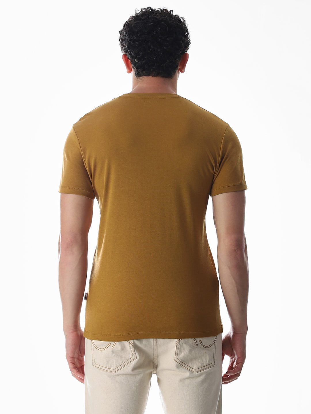 Slim Fit Crew Neck T-shirt - Golden Brown