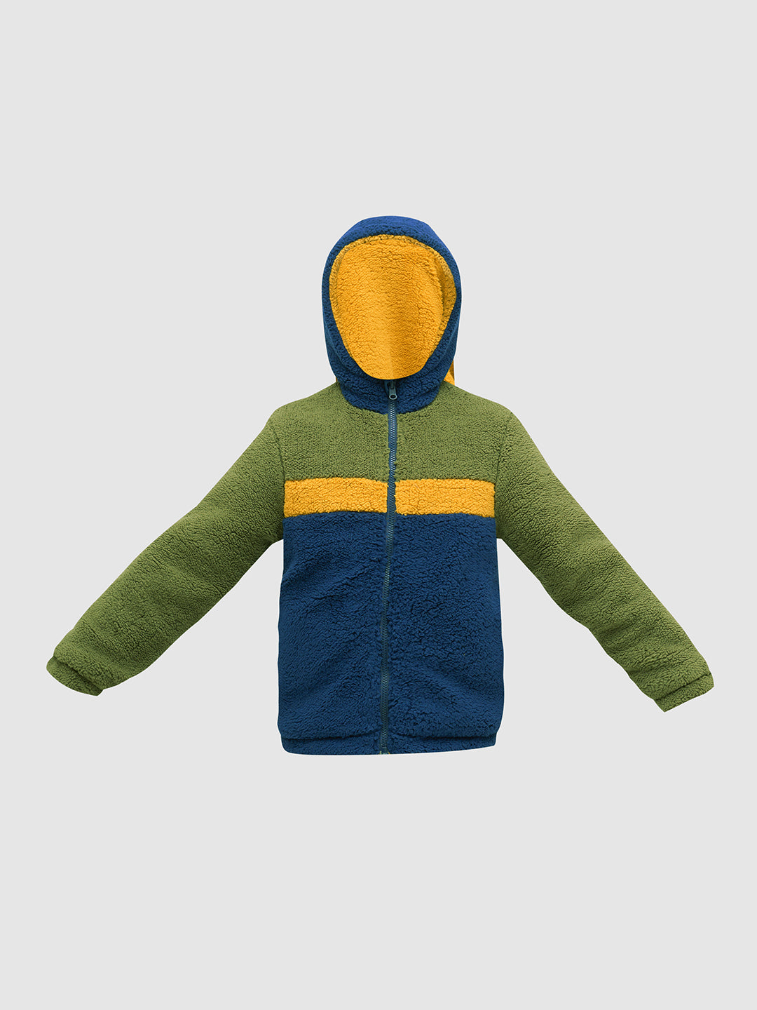 Boys Reversible Sherpa Colourblocked Hooded Zip Jacket