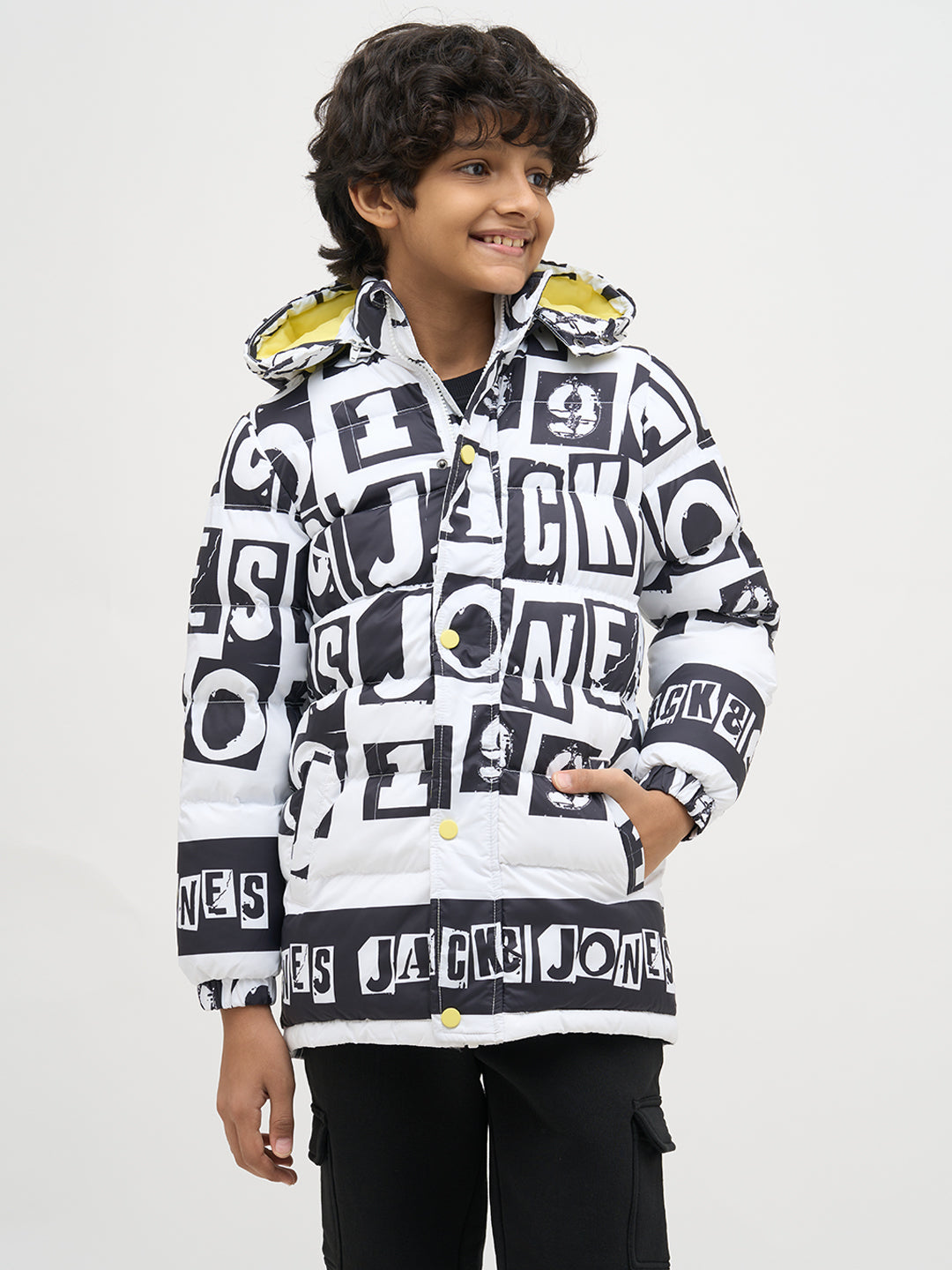 Boys Typographic Print Hooded Jacket