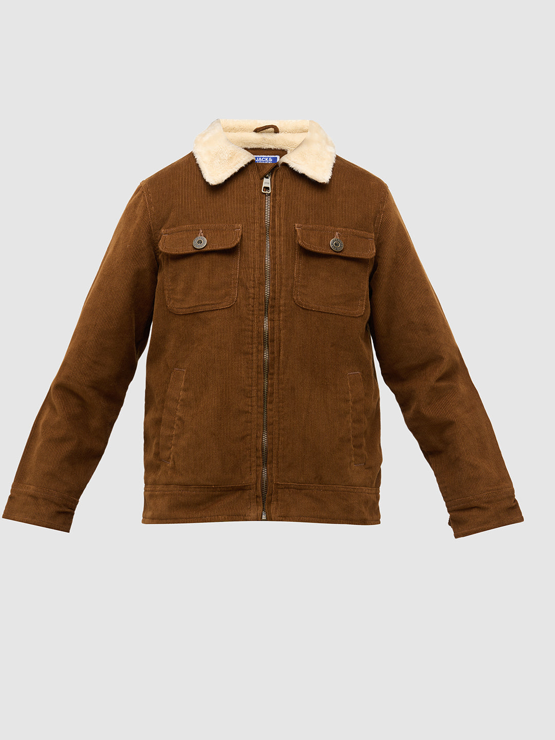 Boys Dark Brown Zip-Up Corduroy Jacket