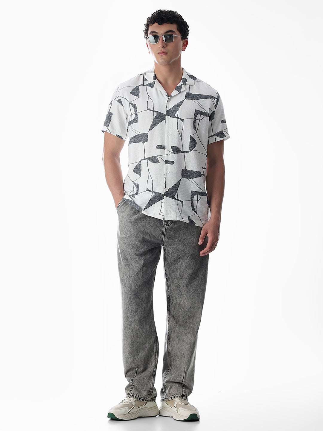 Regular Fit Printed Shirt - Grey