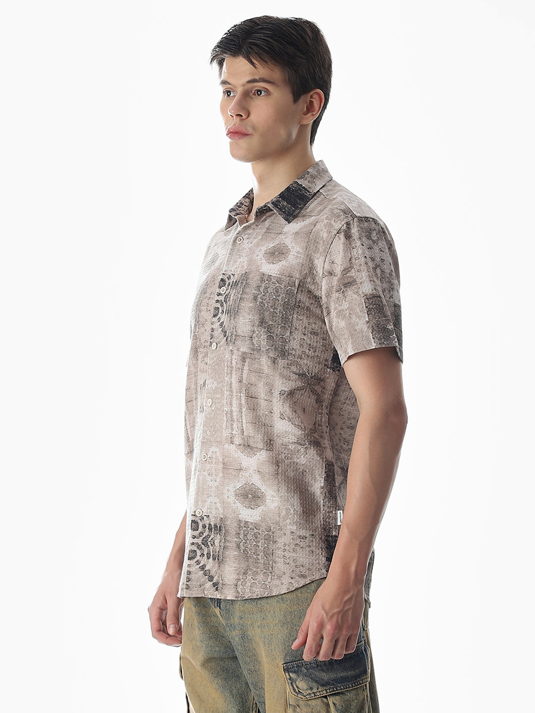 Brown Printed Comfort Fit Shirt