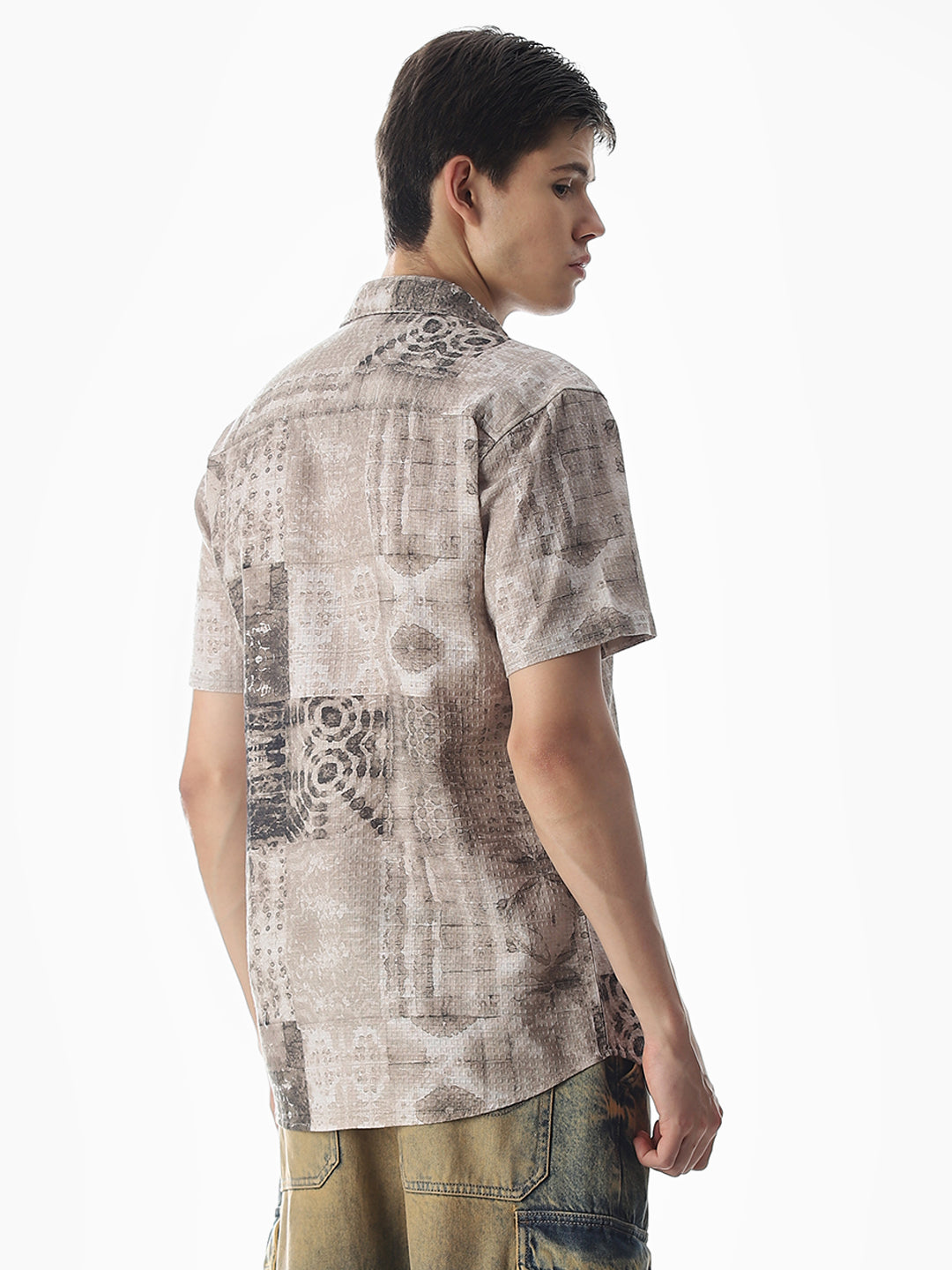 Brown Printed Comfort Fit Shirt