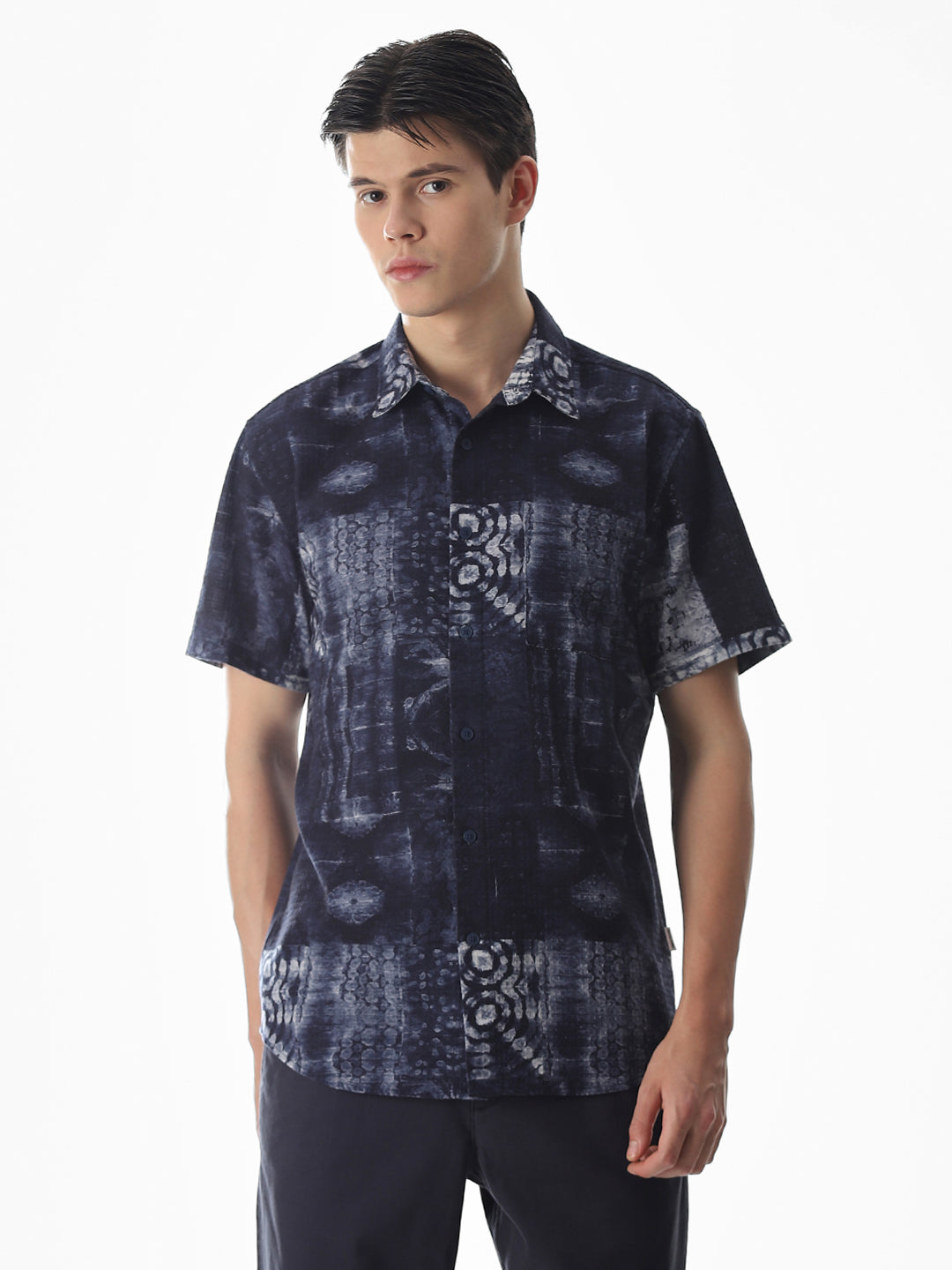 Blue Printed Comfort Fit Shirt