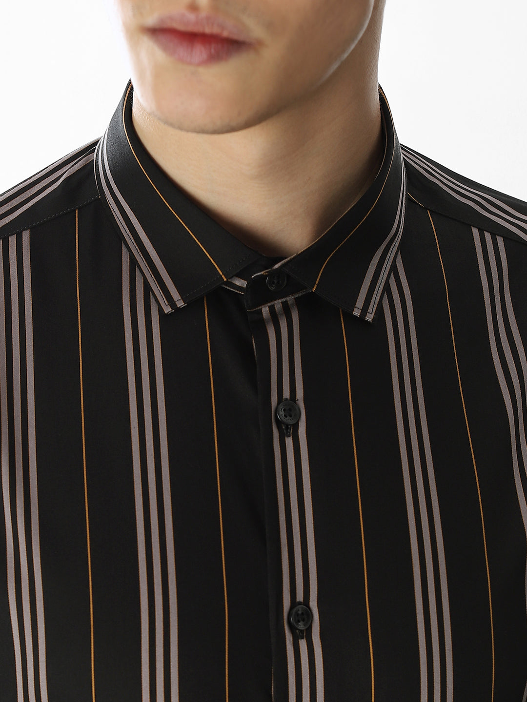 Slim Fit Striped Shirt - Black