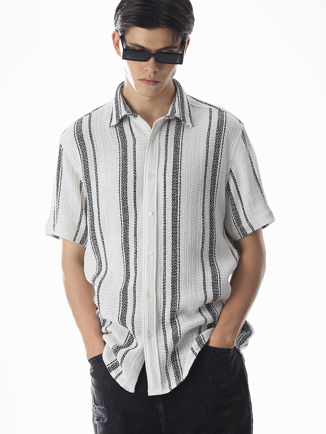 White Striped Oversized Shirt