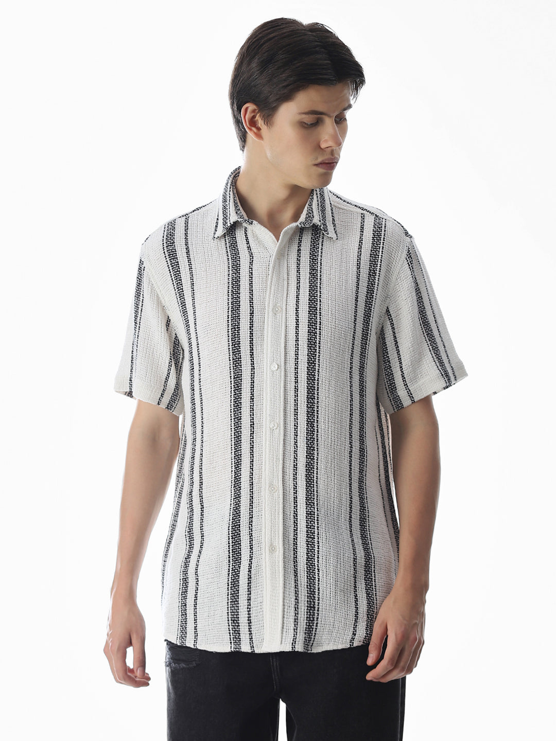 White Striped Oversized Shirt