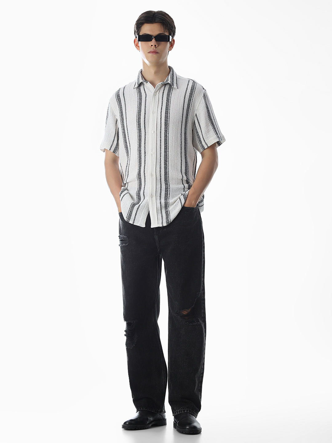 White Striped Oversized Shirt