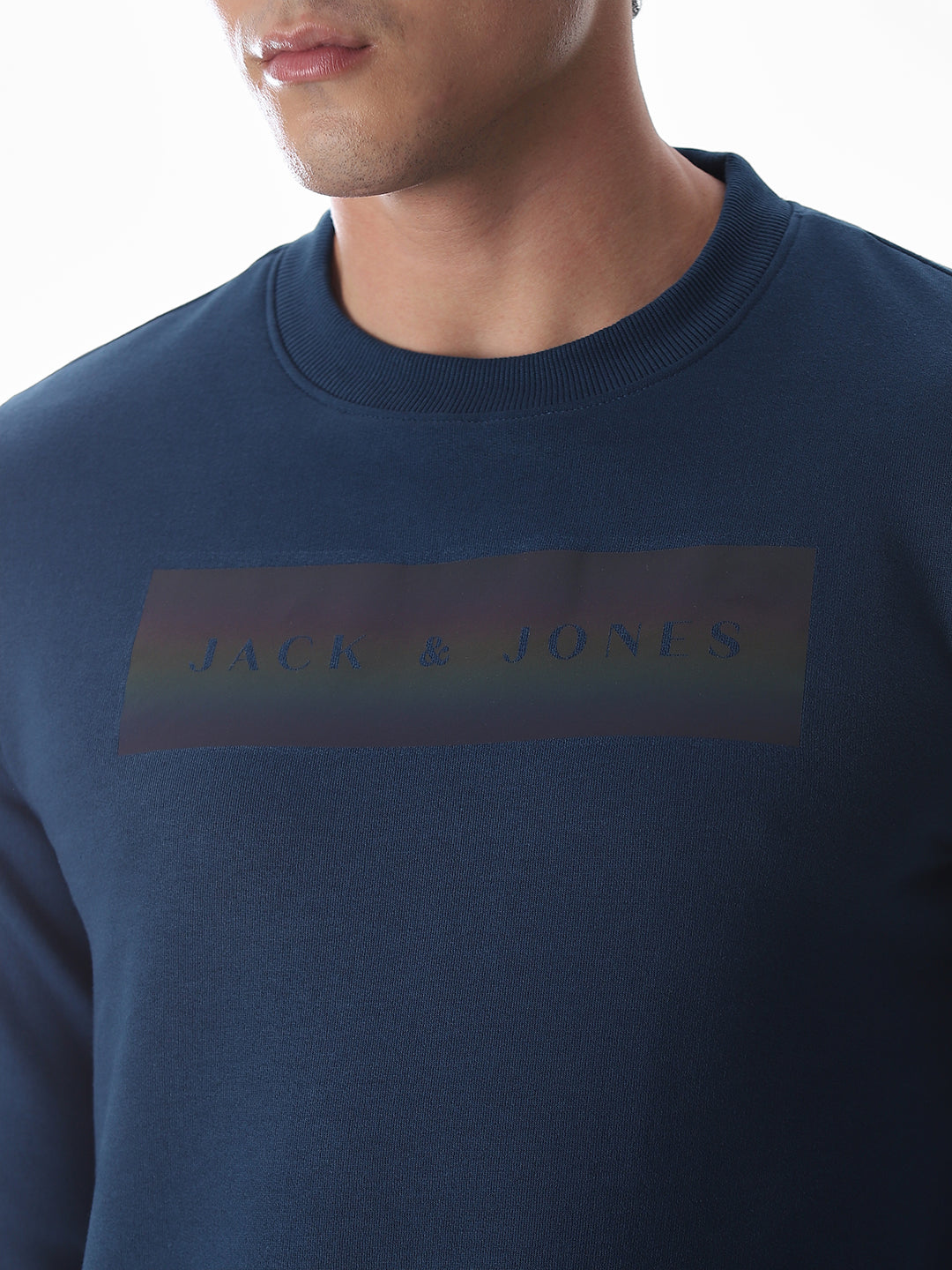 Blue Printed Regular Fit Sweatshirt