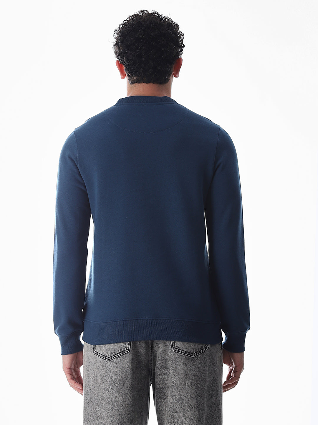 Blue Printed Regular Fit Sweatshirt