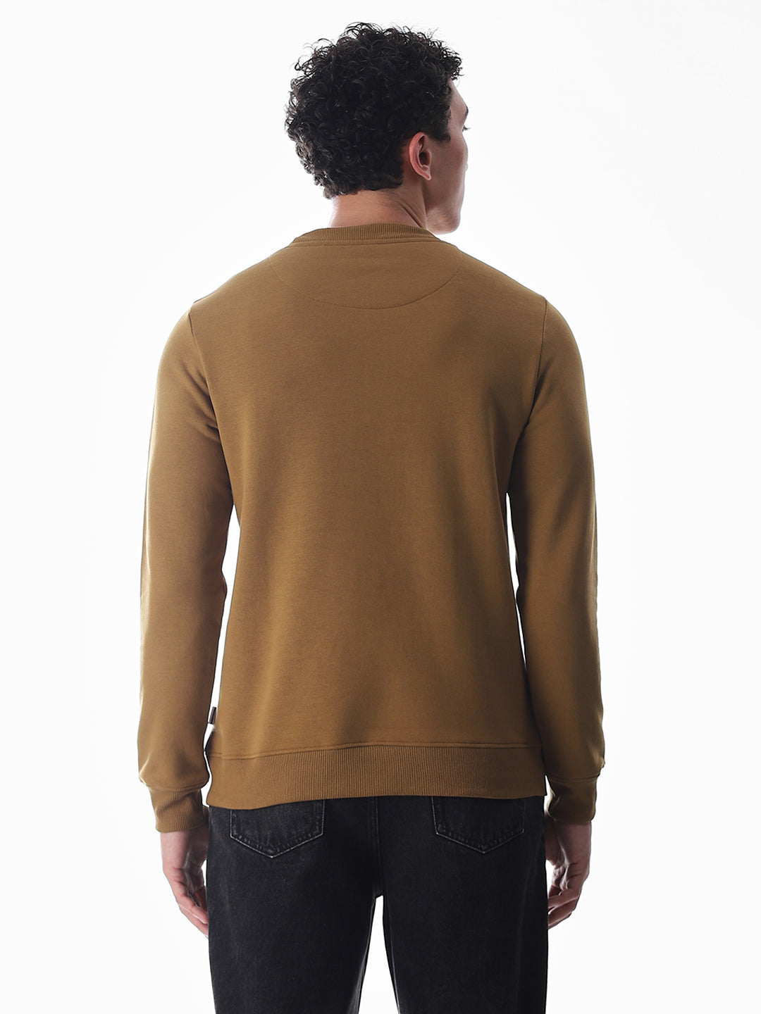 Brown Printed Regular Fit Sweatshirt
