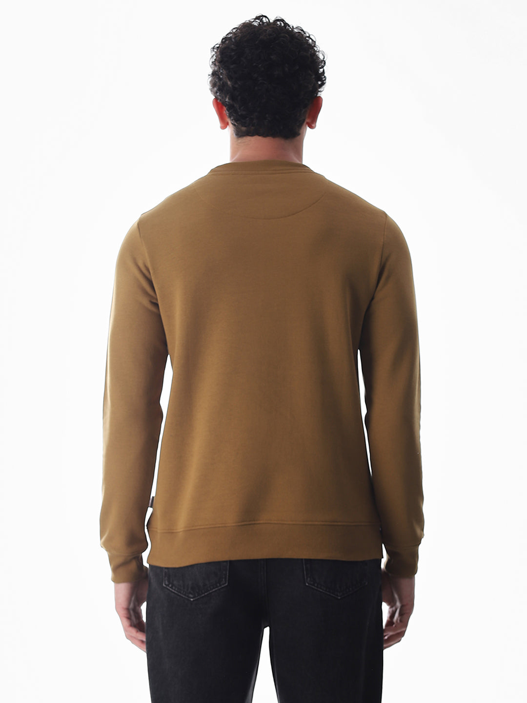 Brown Printed Regular Fit Sweatshirt