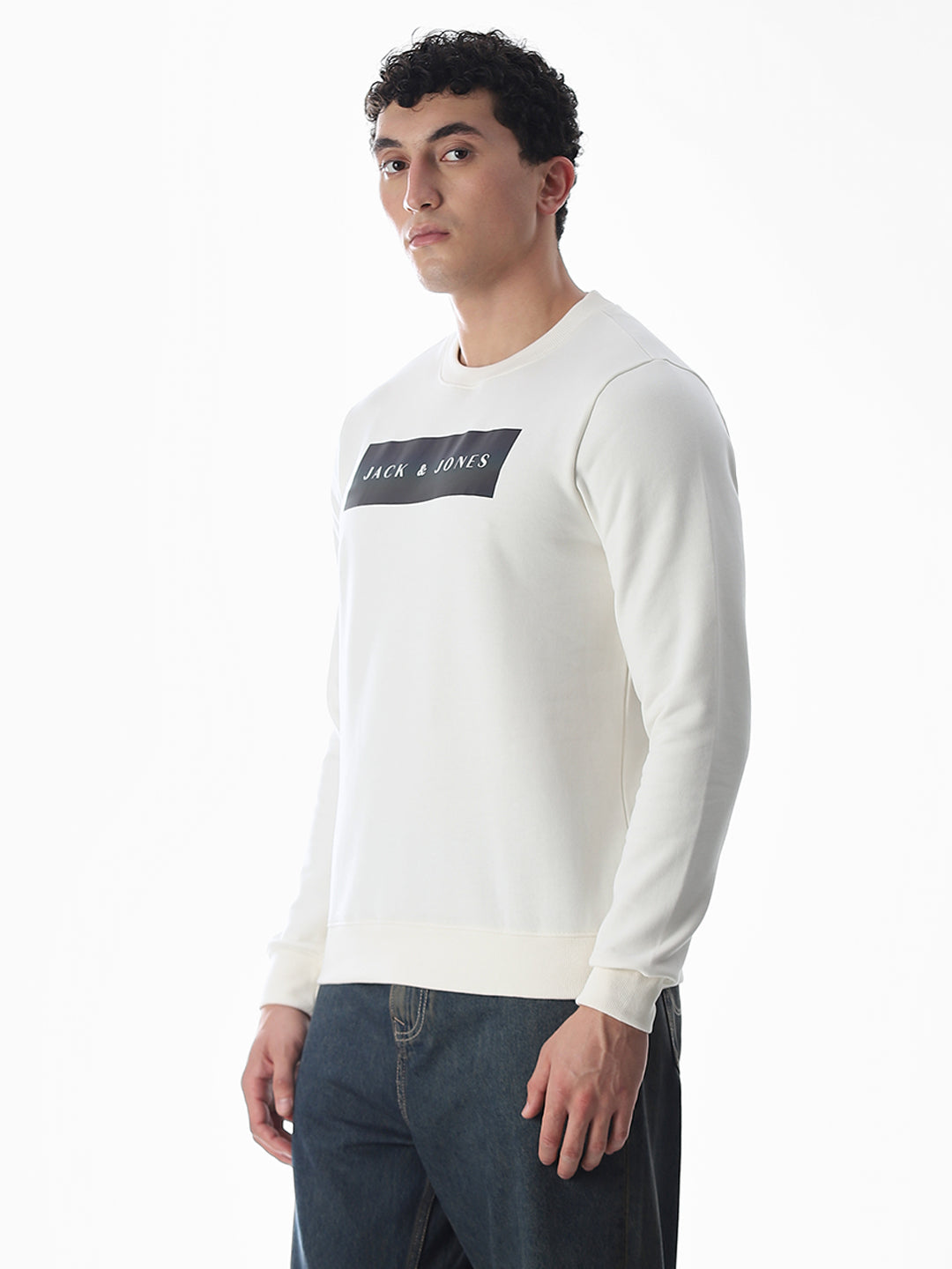 White Printed Regular Fit Sweatshirt