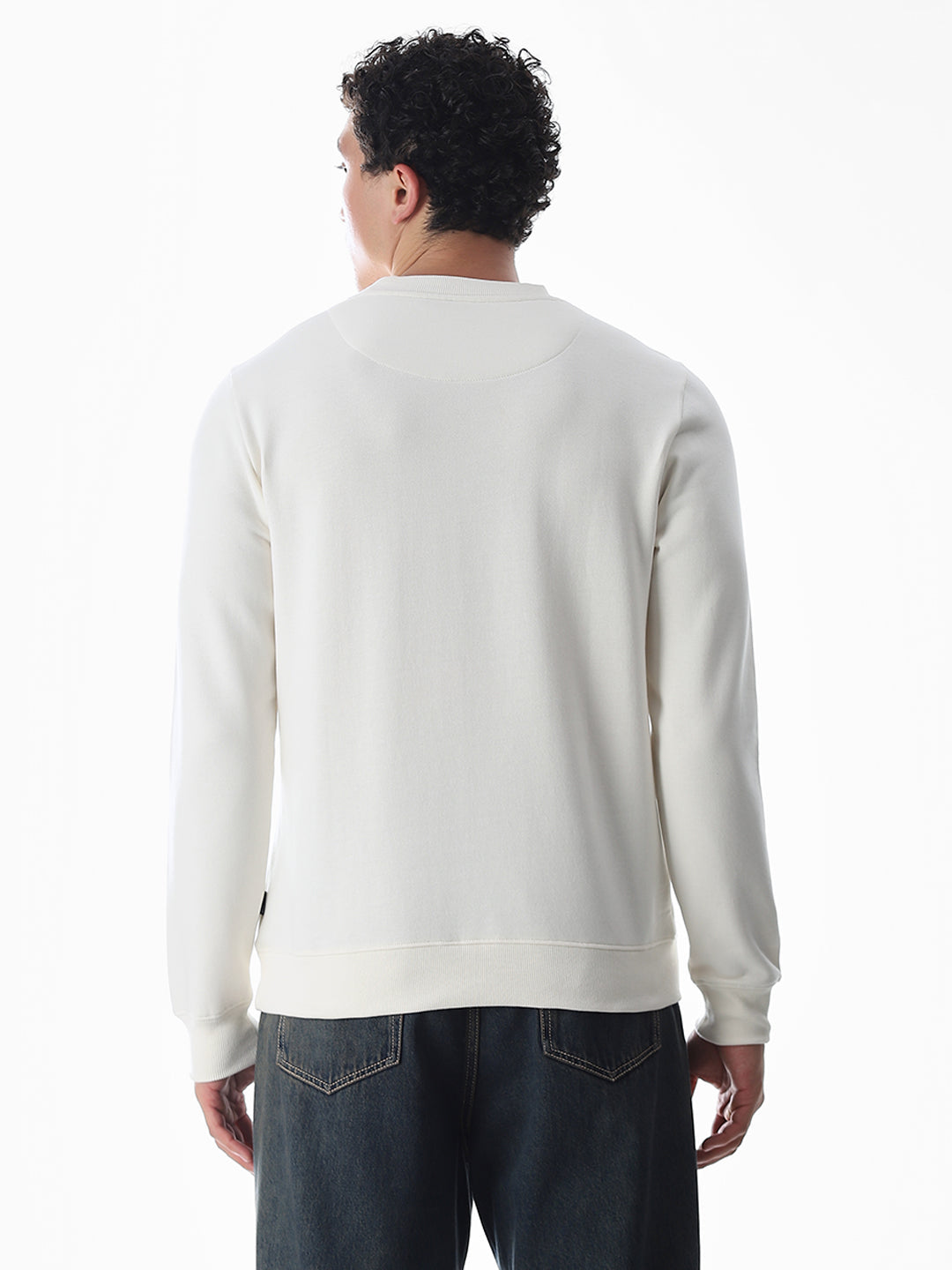 White Printed Regular Fit Sweatshirt
