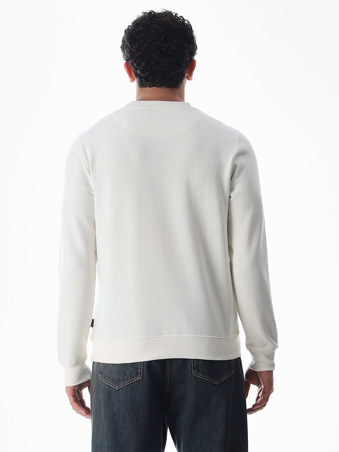 White Printed Regular Fit Sweatshirt