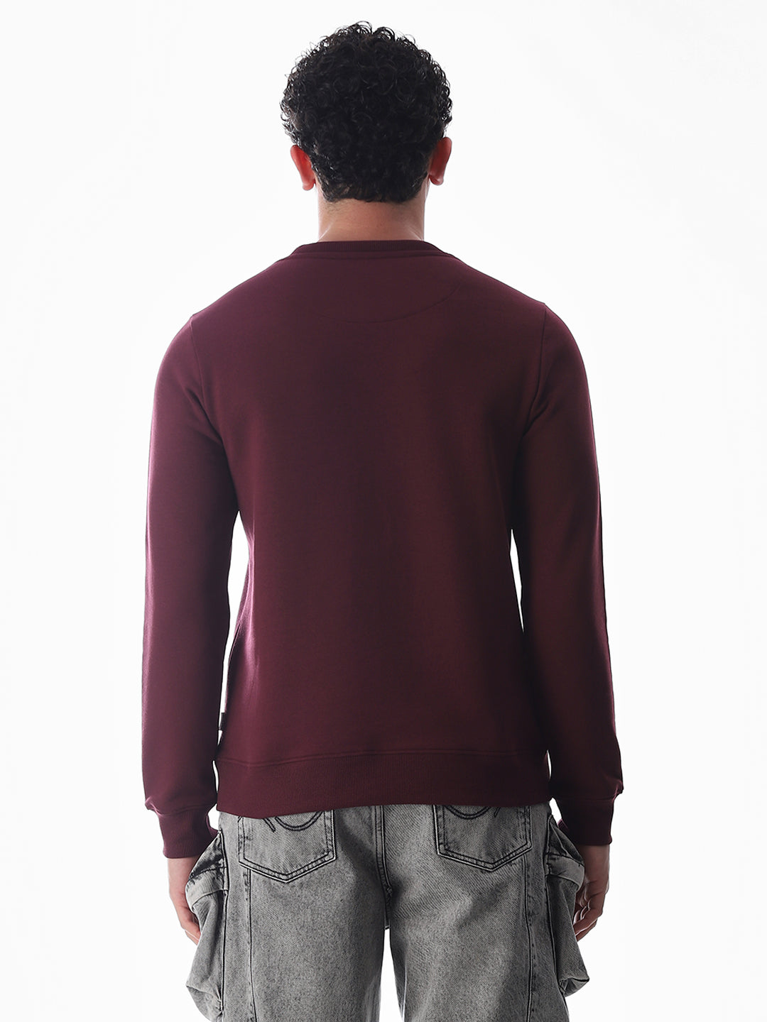 Wine Printed Regular Fit Sweatshirt