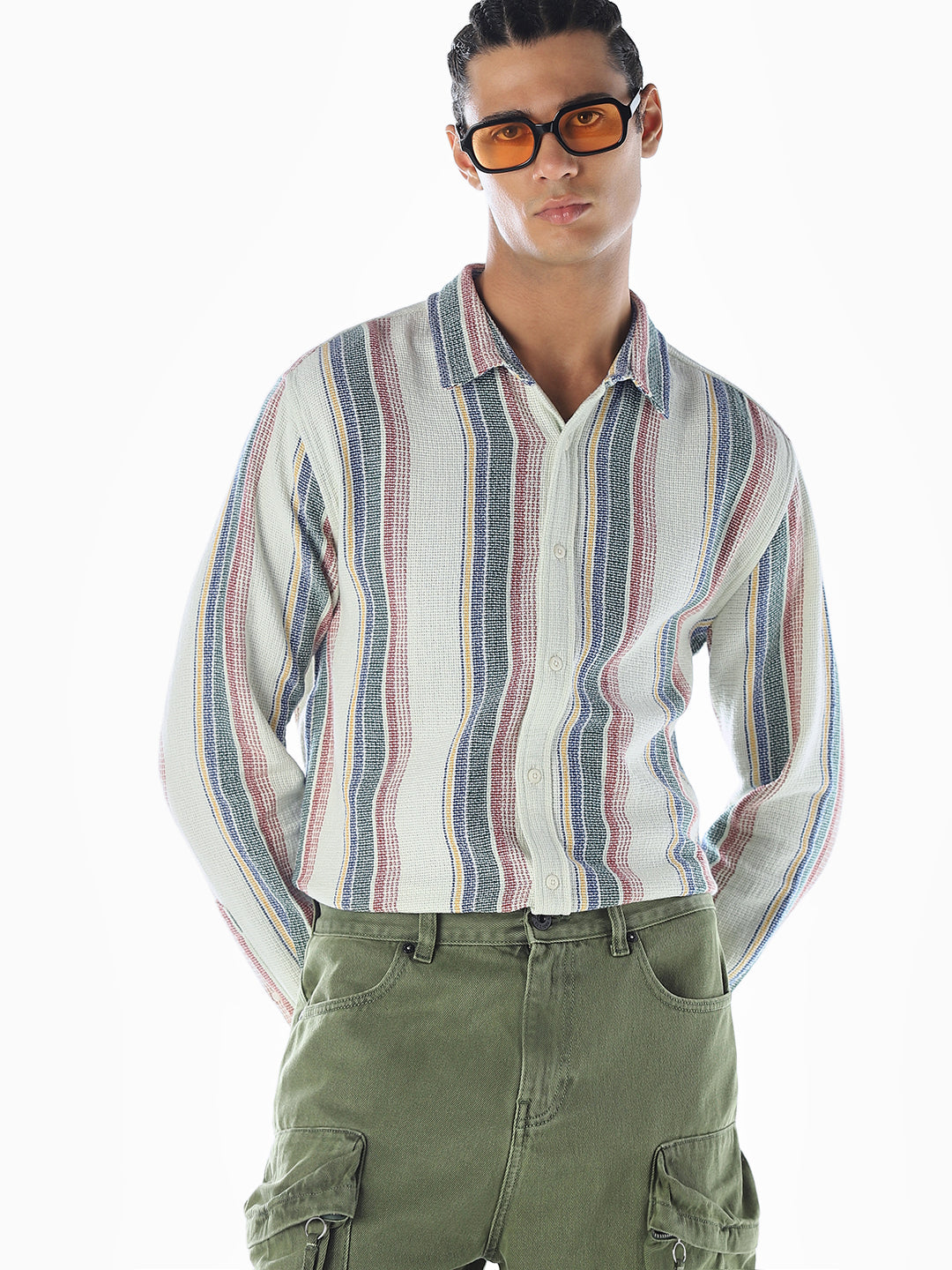 Striped Cotton Regular Fit Shirt - S