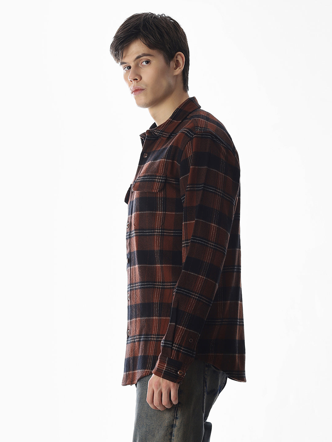 Ginger Brown Check Cotton Shirt