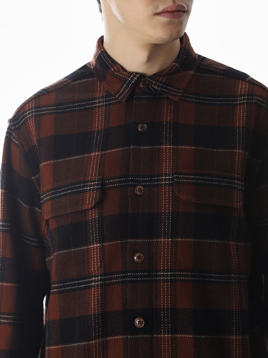 Ginger Brown Check Cotton Shirt