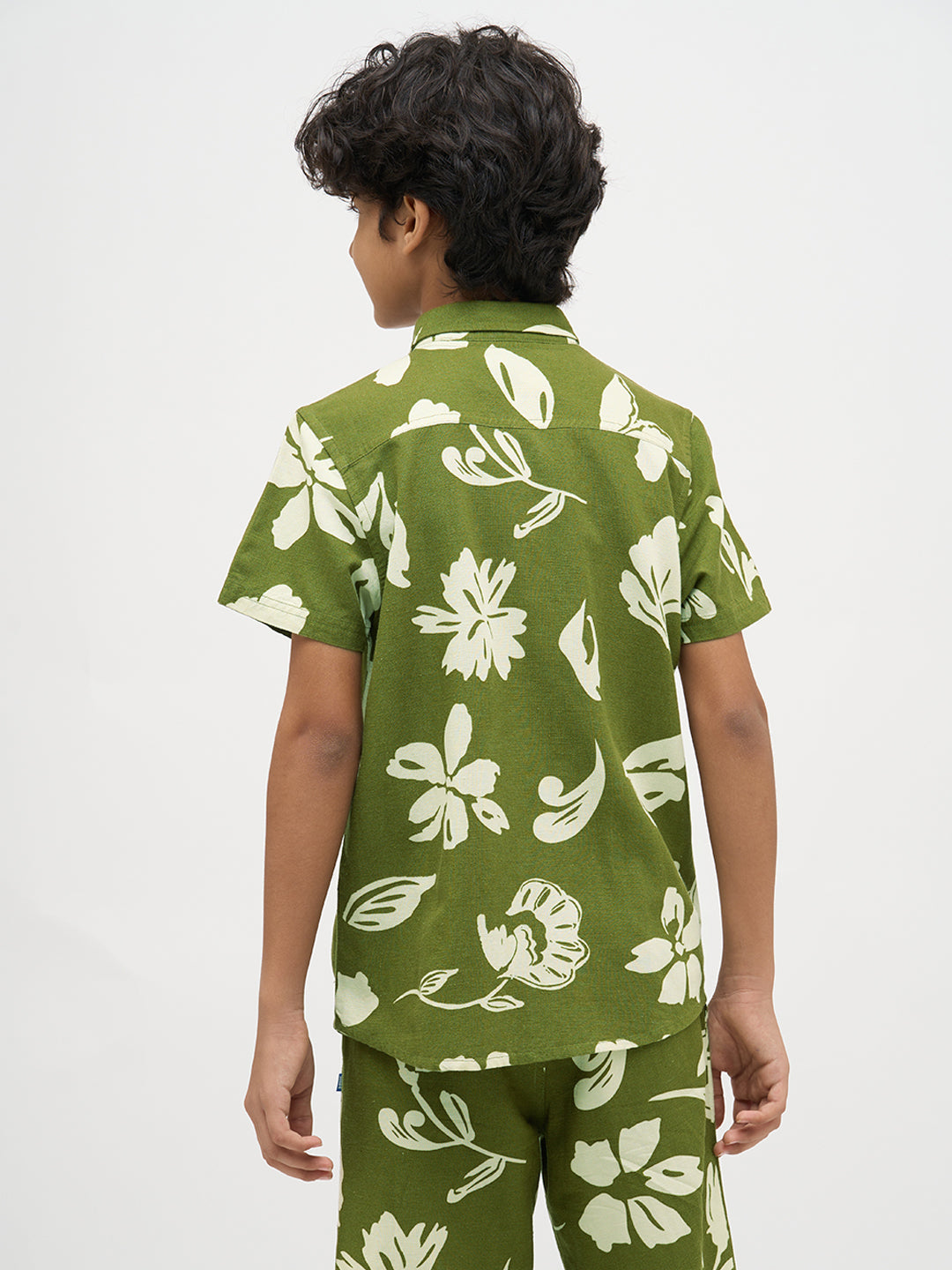 Boys Green Printed Shirt