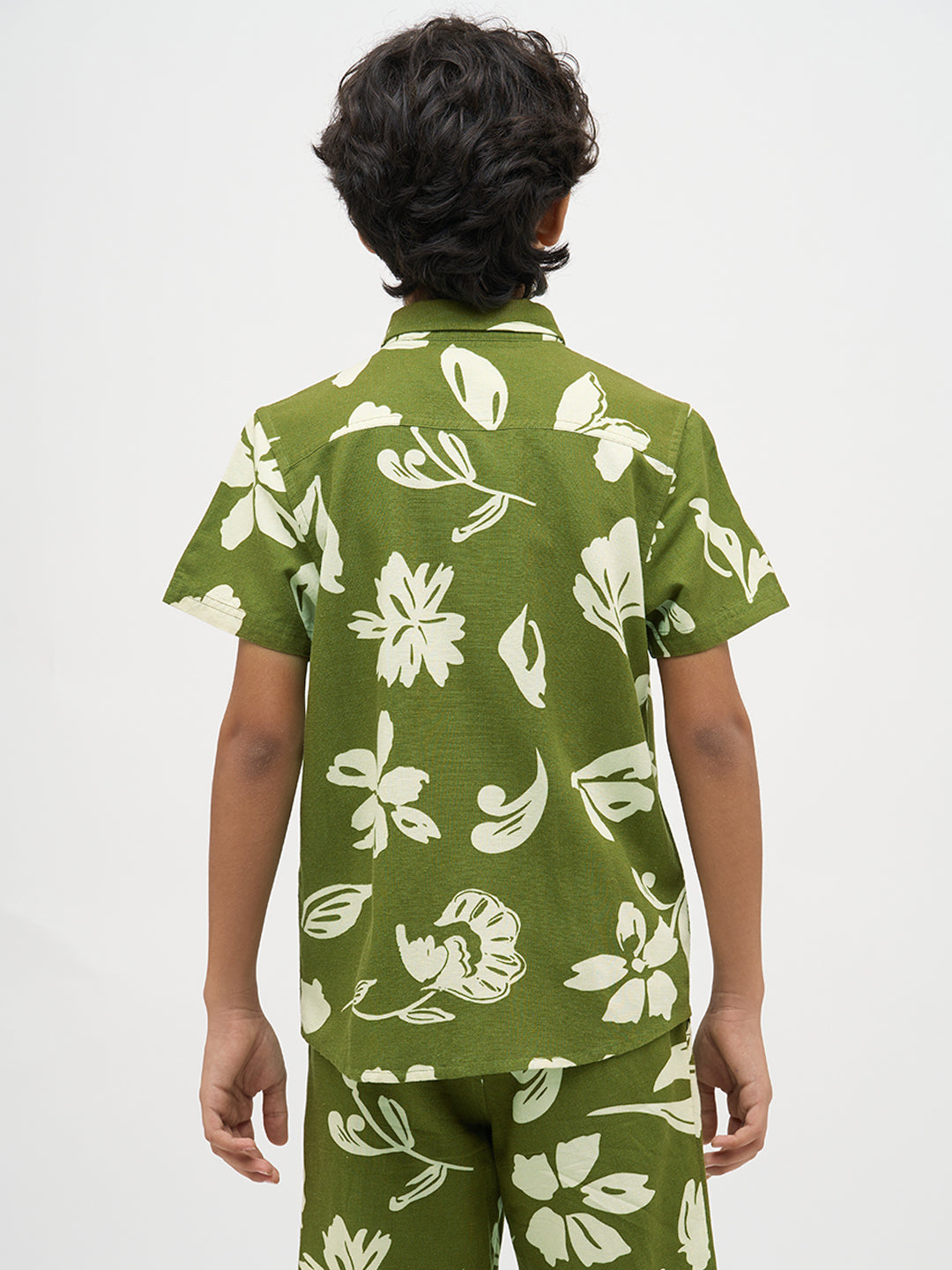 Boys Green Printed Shirt