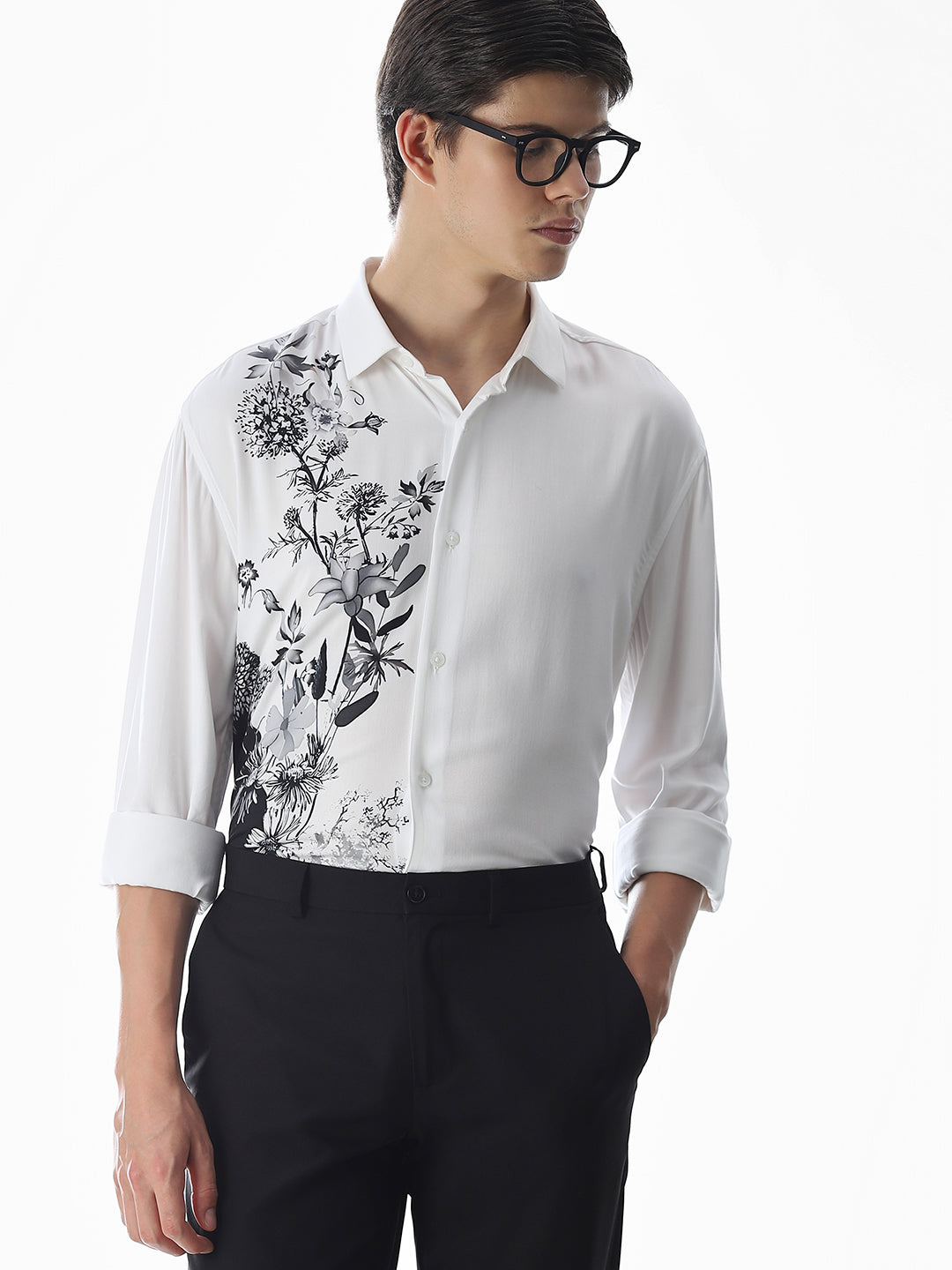 Floral Print Viscose Shirt - M