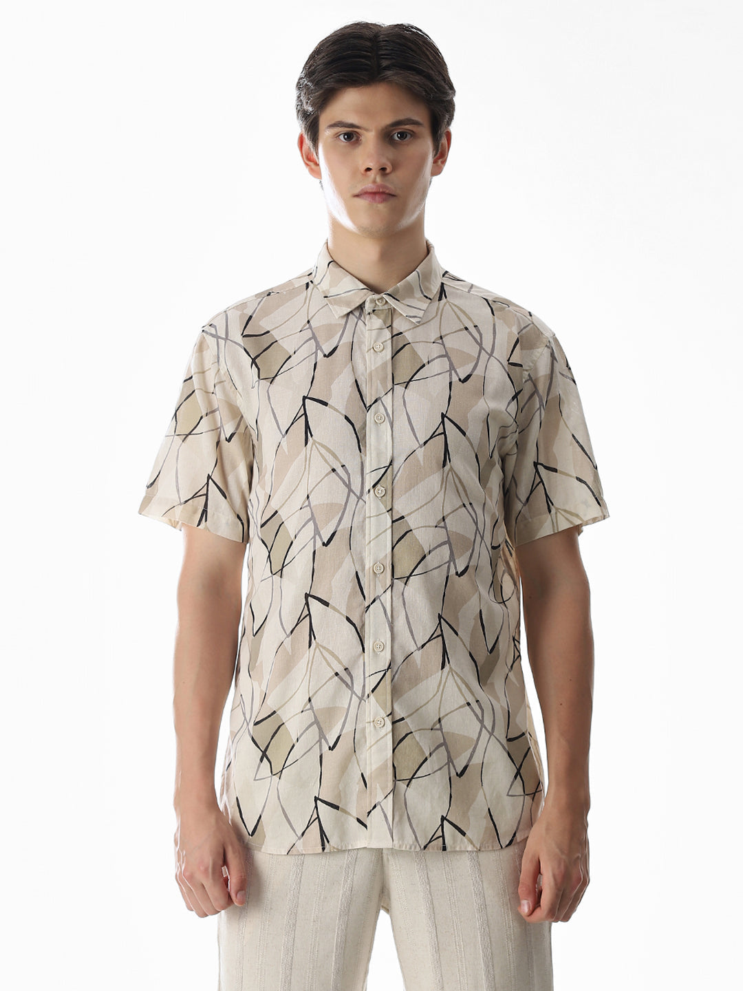 Linen Blend Printed Shirt