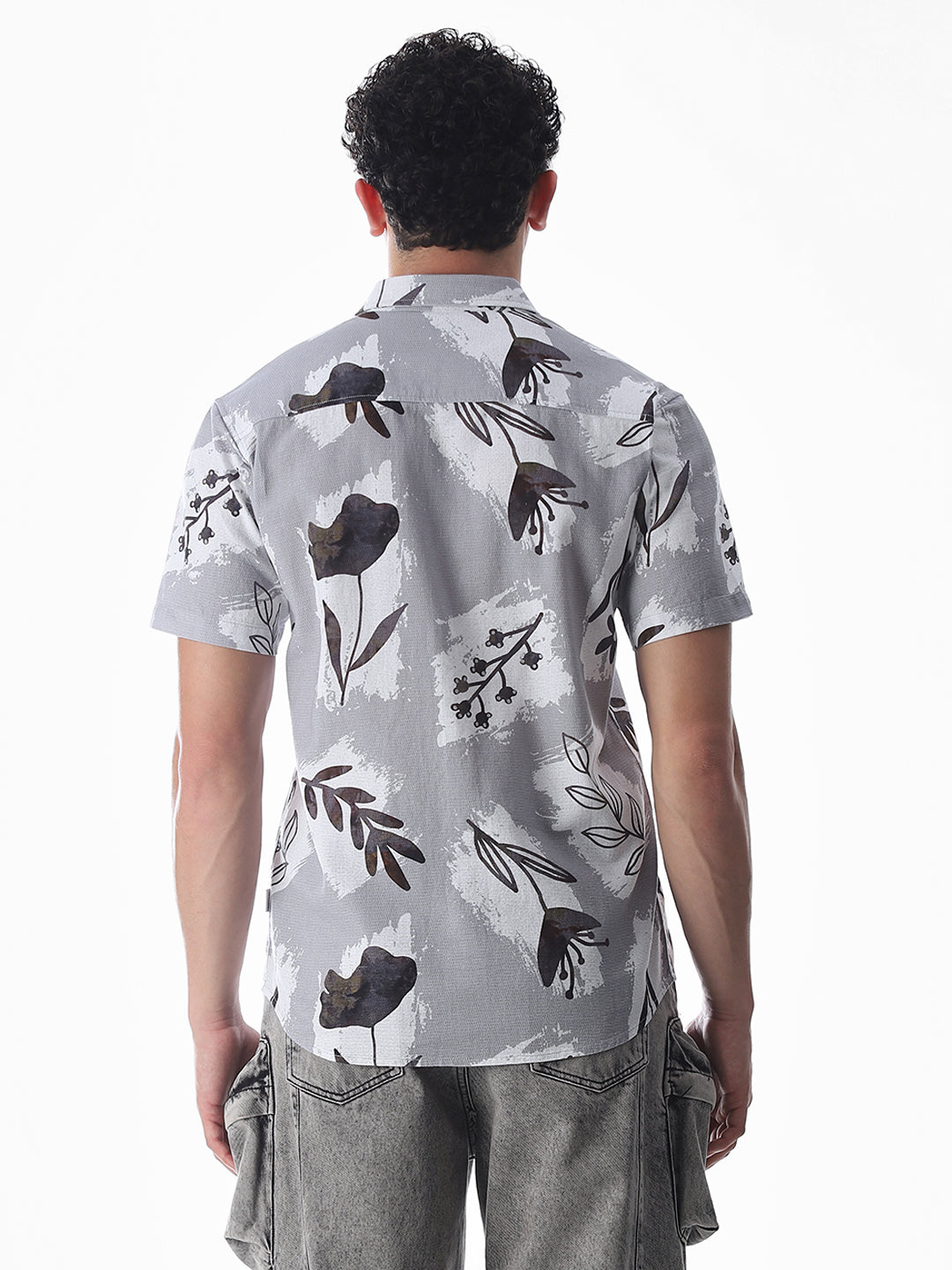 Grey Comfort Fit Printed Shirt