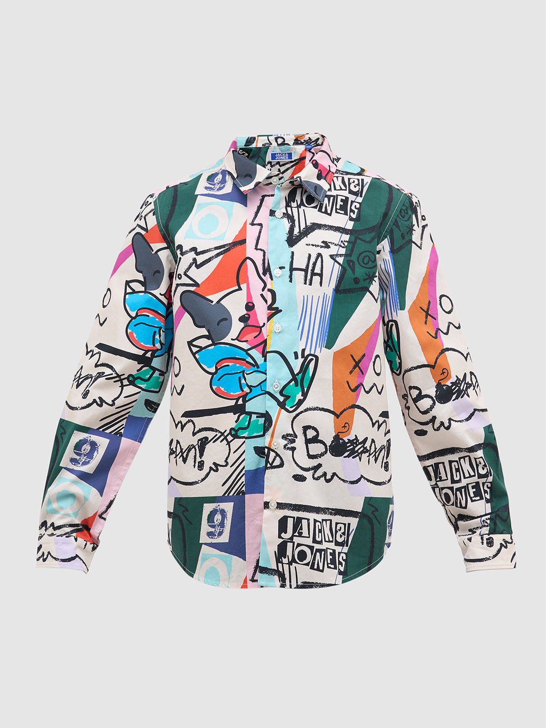 White Abstract Print Shirt