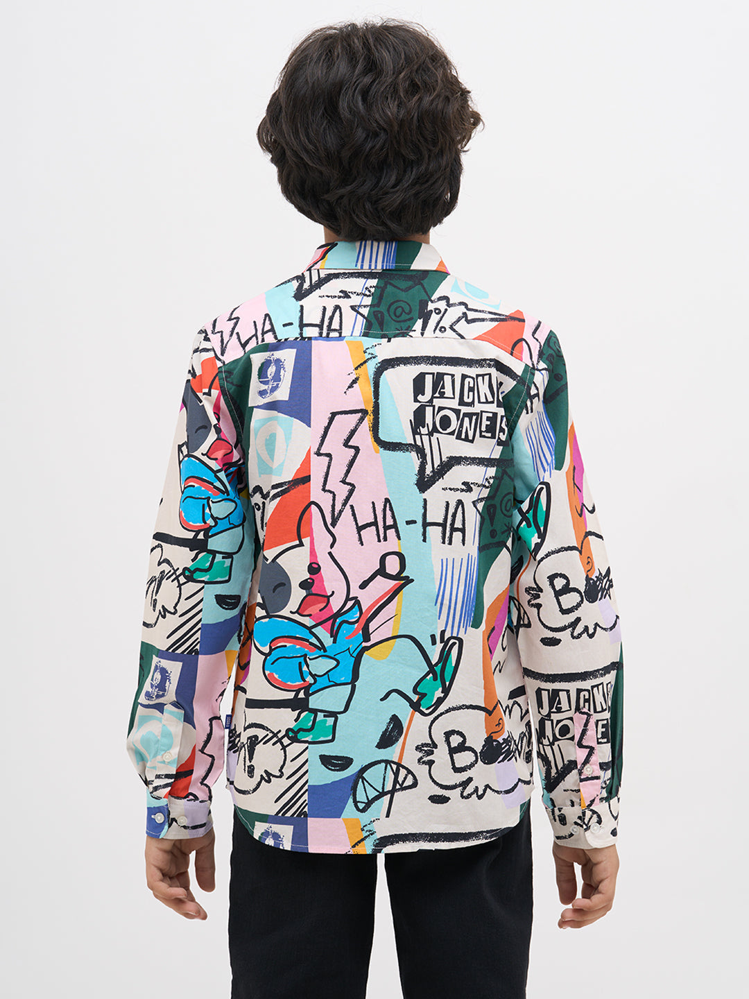 White Abstract Print Shirt