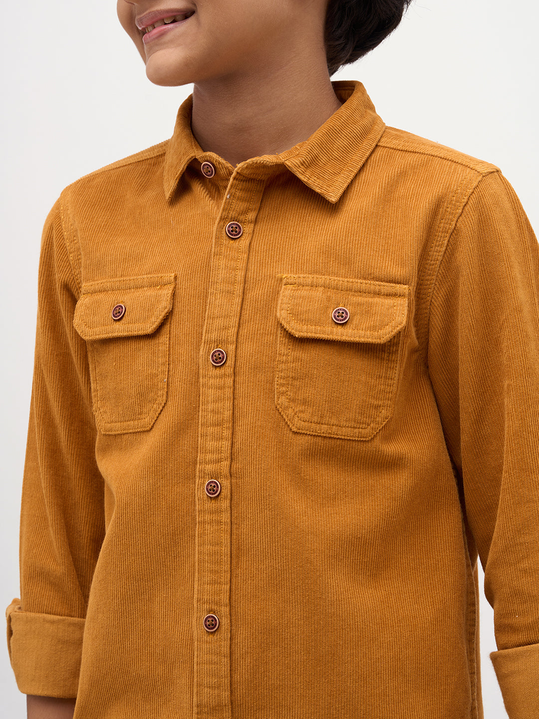 Boys Patch Pocket Corduroy Shirt