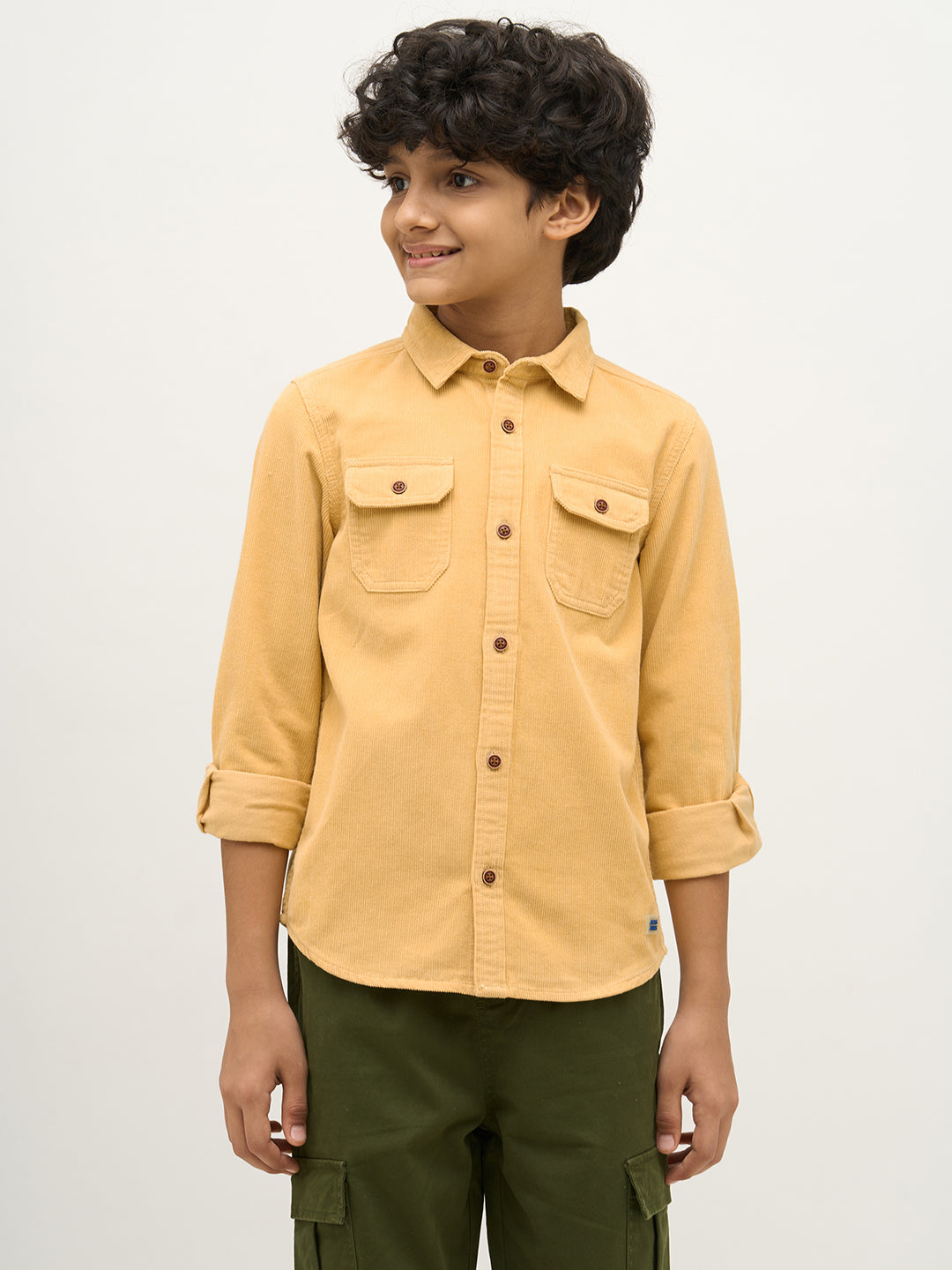 Boys Patch Pocket Corduroy Shirt