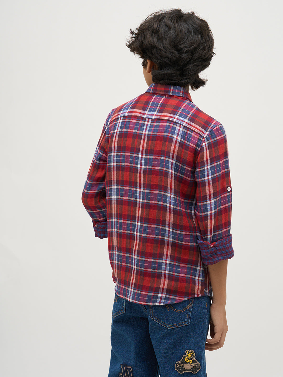 Boys Check Red Cotton Shirt