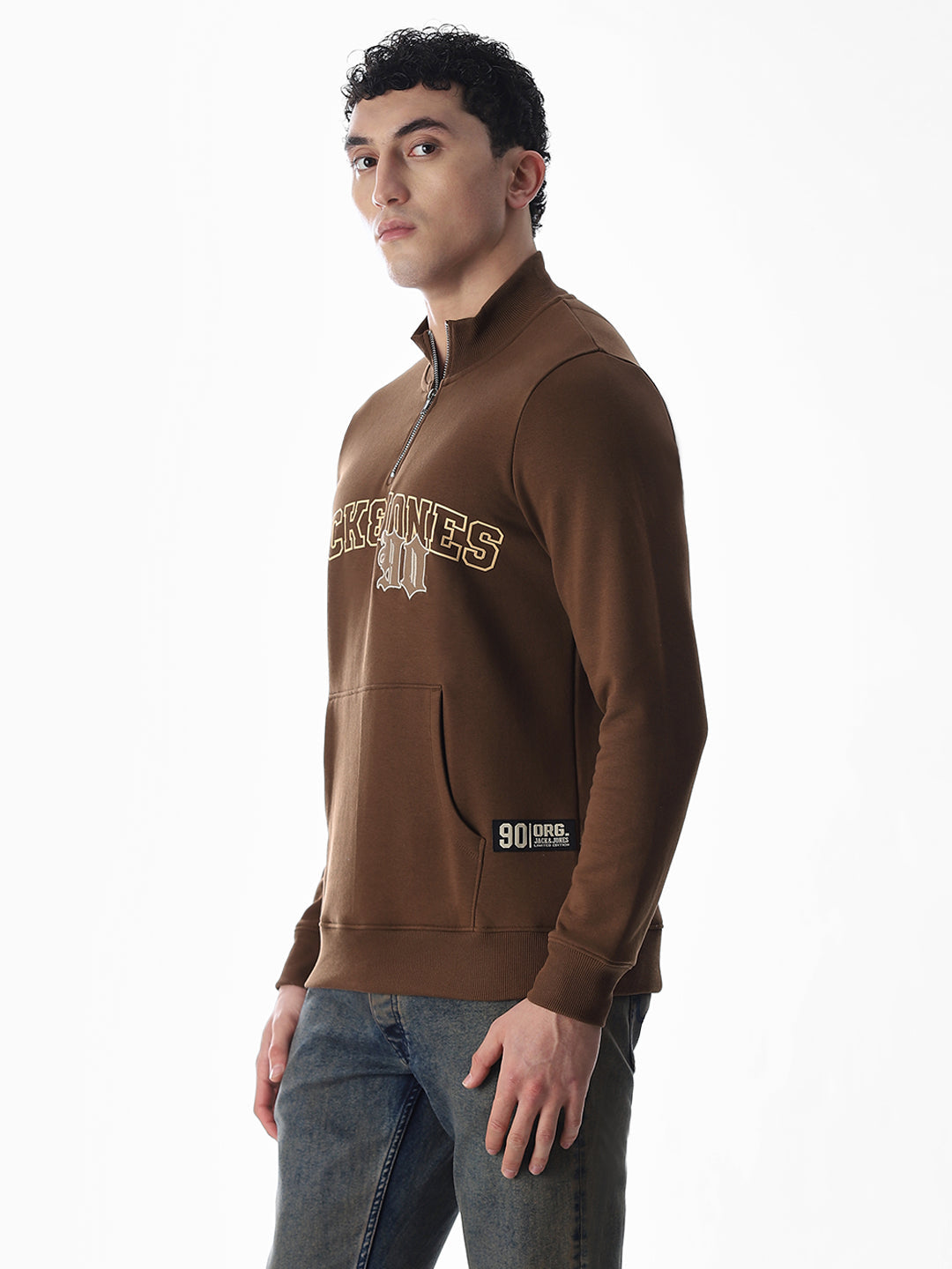 Brown Embroidered Print Sweatshirt