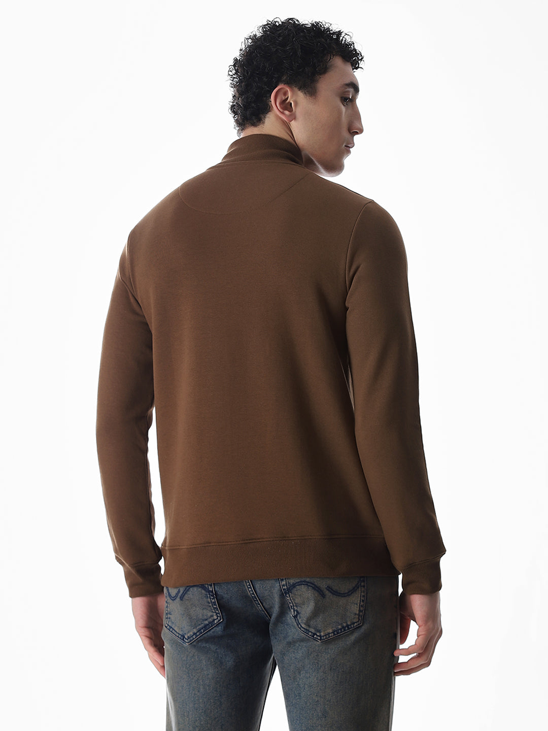 Brown Embroidered Print Sweatshirt