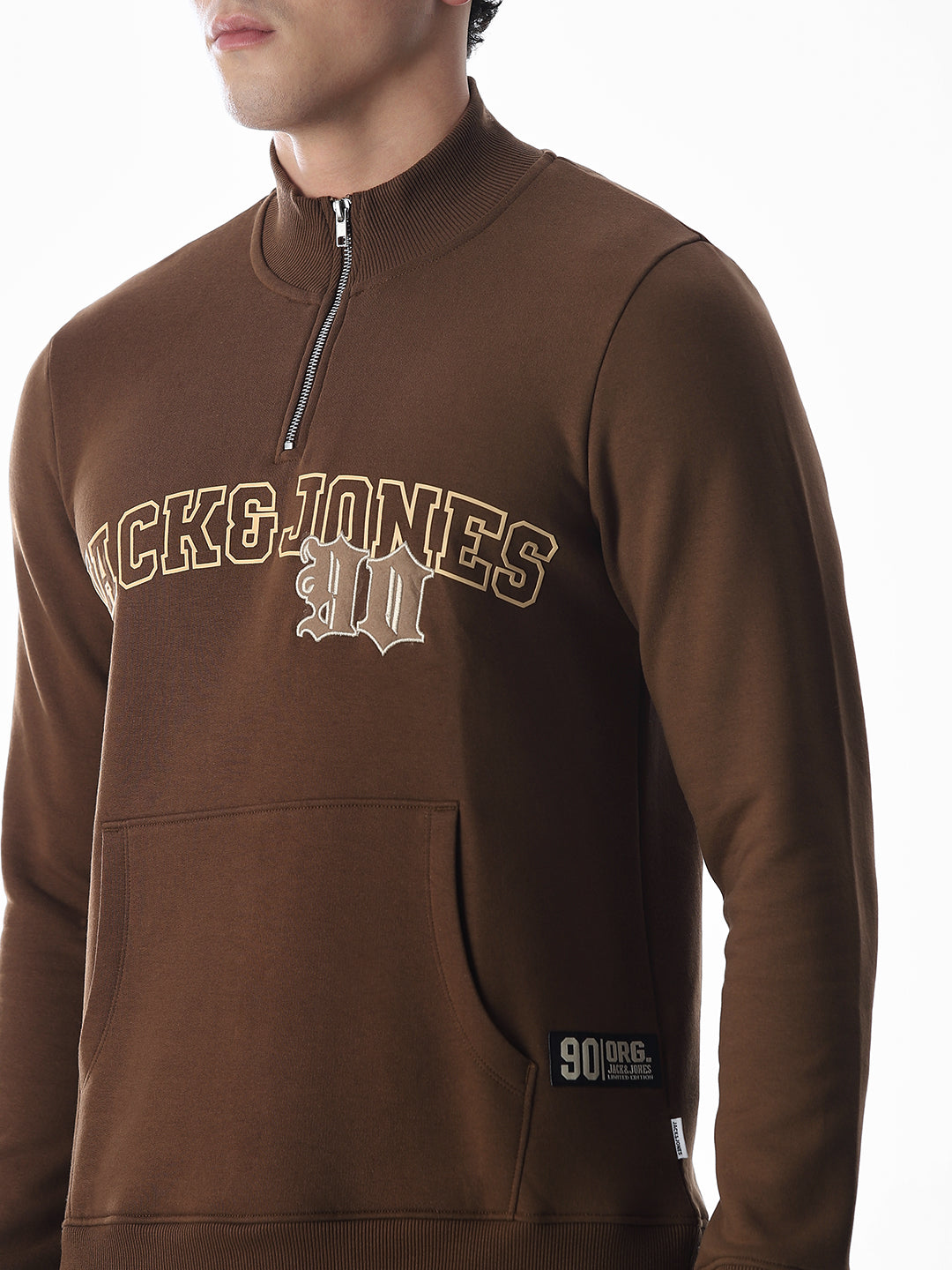 Brown Embroidered Print Sweatshirt