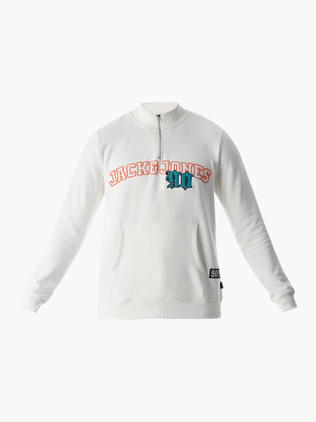 White Embroidered Print Sweatshirt