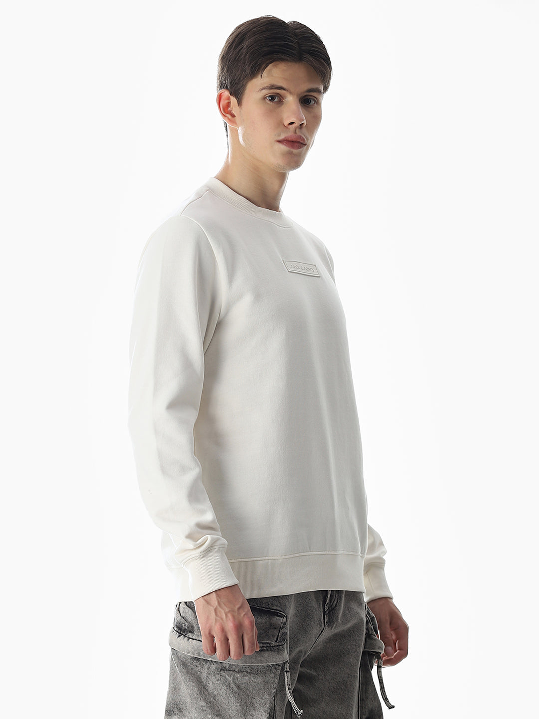White Regular Fit Sweatshirt