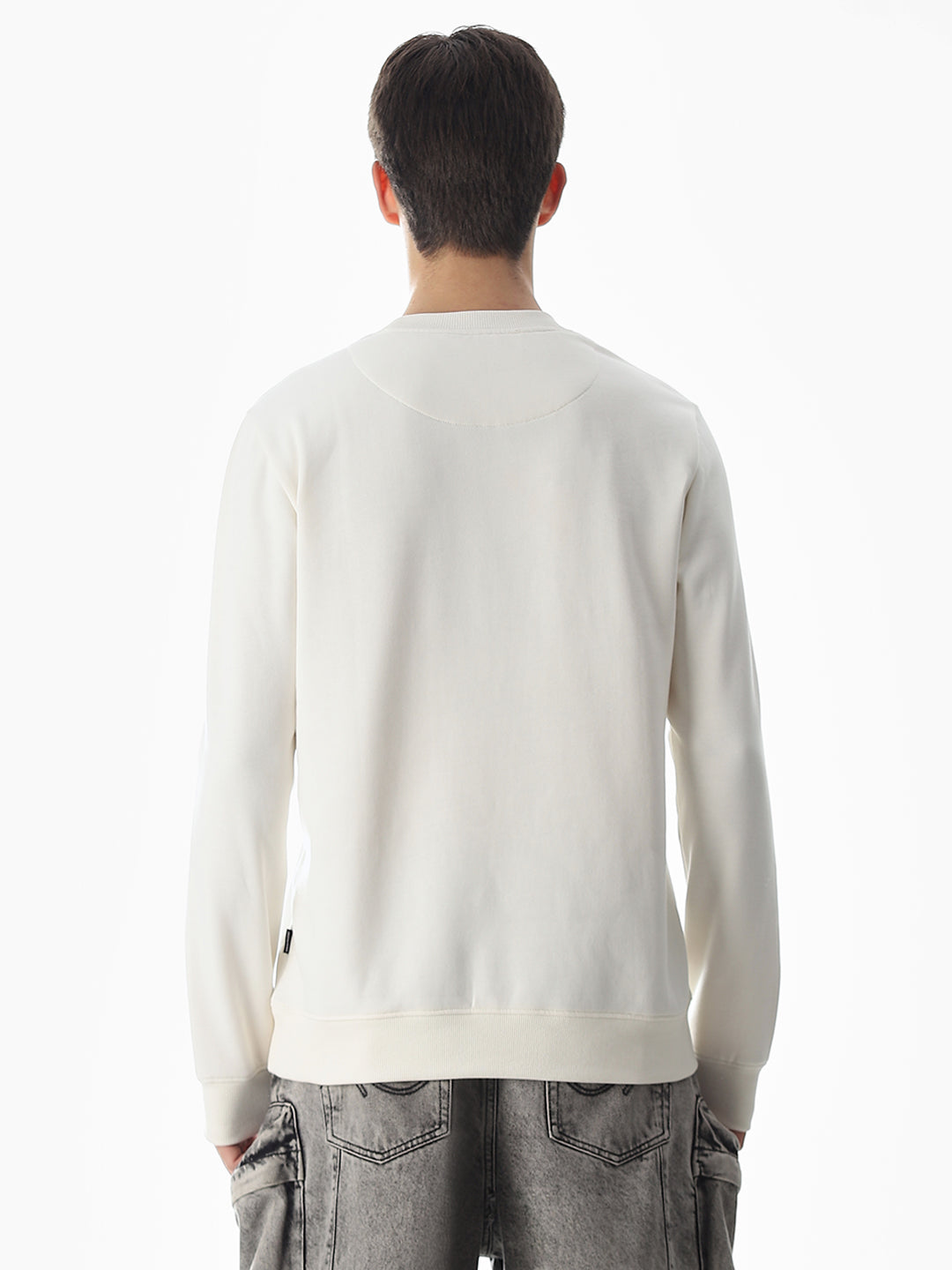 White Regular Fit Sweatshirt