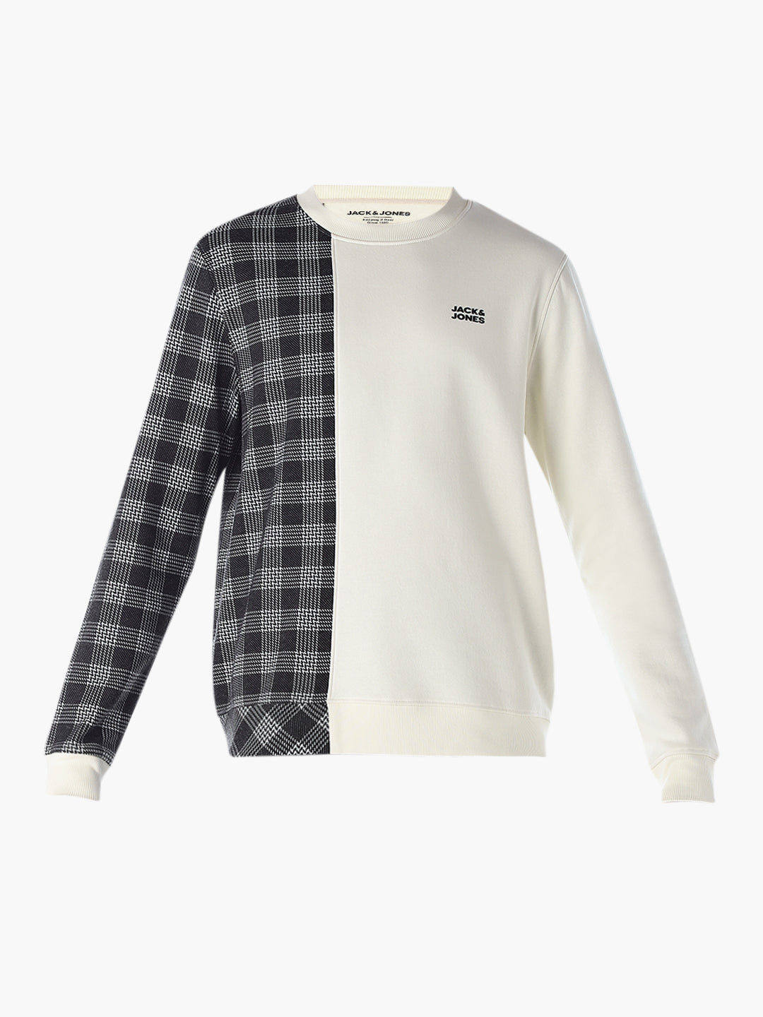 White Check Colourblocked Sweatshirt